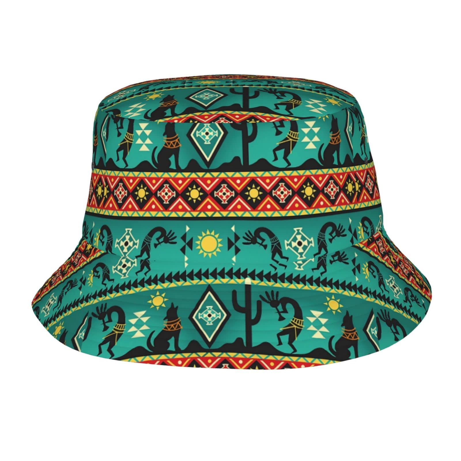 Buytruew Unisex Black Southwestern Kokopelli Native American Bucket Hat For Men Women Lightweight Sun Hats Outdoor Caps
