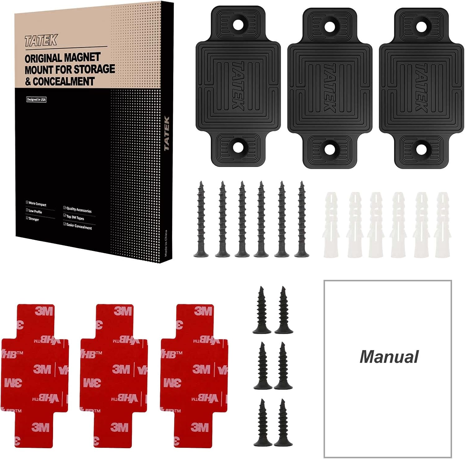 Magnetic Gun Mount for Vehicle 46 lbs Rated. Tactical Pistol Magnet Holder for Car, Truck, Home, Under Desk, Wall, Safe. Rubber Coated & Universal Accessories to Hide Handguns with Adhesive