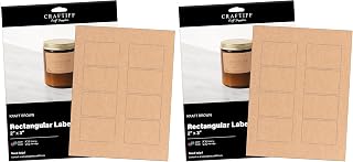2x3 inch Rectangle Stickers Kraft Labels Printable Paper Brown Color, 200 Labels, 25 Sheets, for Inkjet and Laser Printer, Vinyl Sheets Packaging Address Mail Business Craftiff (Pack of 2)