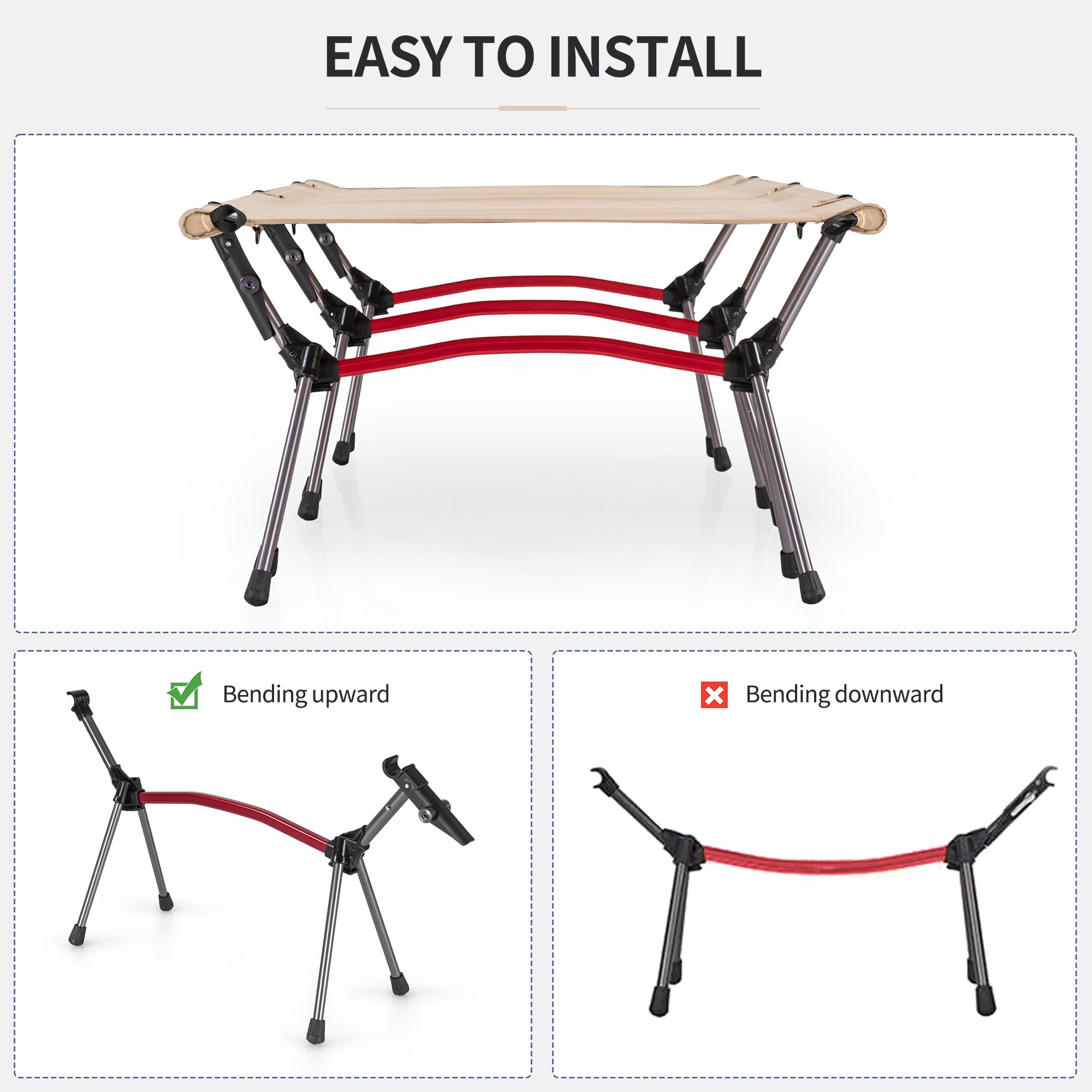 Naturehike - Cama de camping ultraligera, capacidad de carga de 150 kg, altura ajustable, plegable, portátil, ideal para camping, oficina o uso de invitados