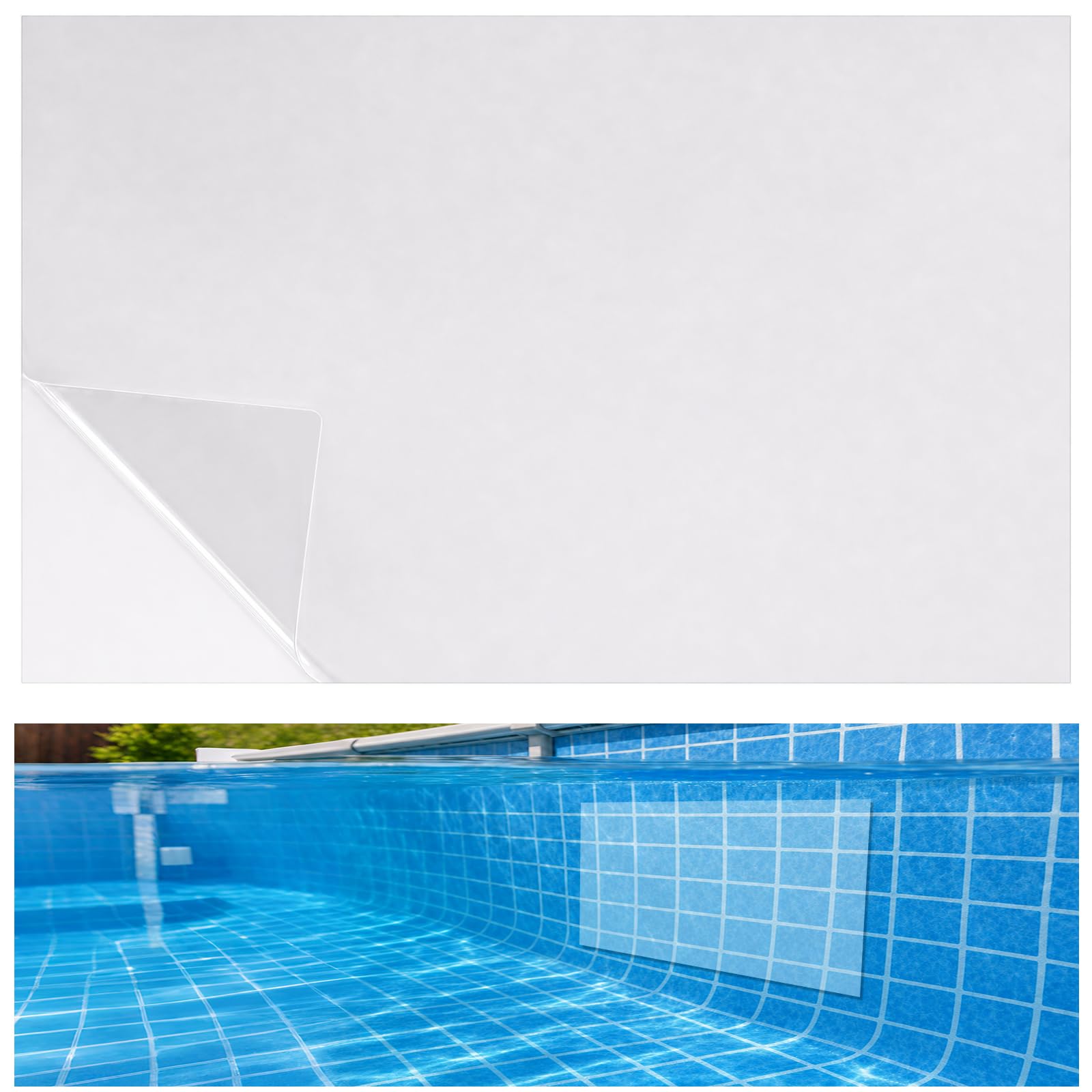 4.1FTX2.8FT Pool Liner Repair Patch, Extra Large, Self Adhesive, Clear