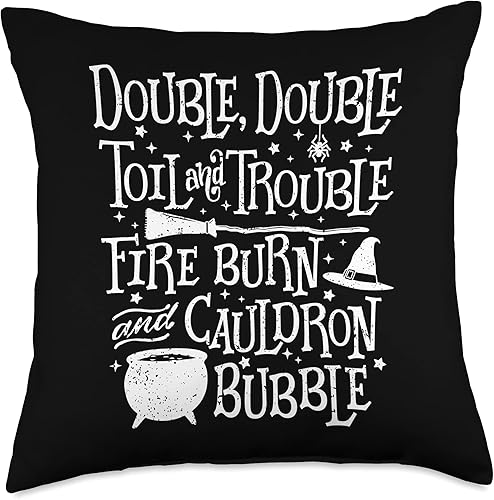 Smarty Pants Halloween Designs Almohada de Halloween con cita de Shakespeare de Double Toil and Trouble, 18.0 x 18.0in, multicolor disponible en Yaxa Costa Rica