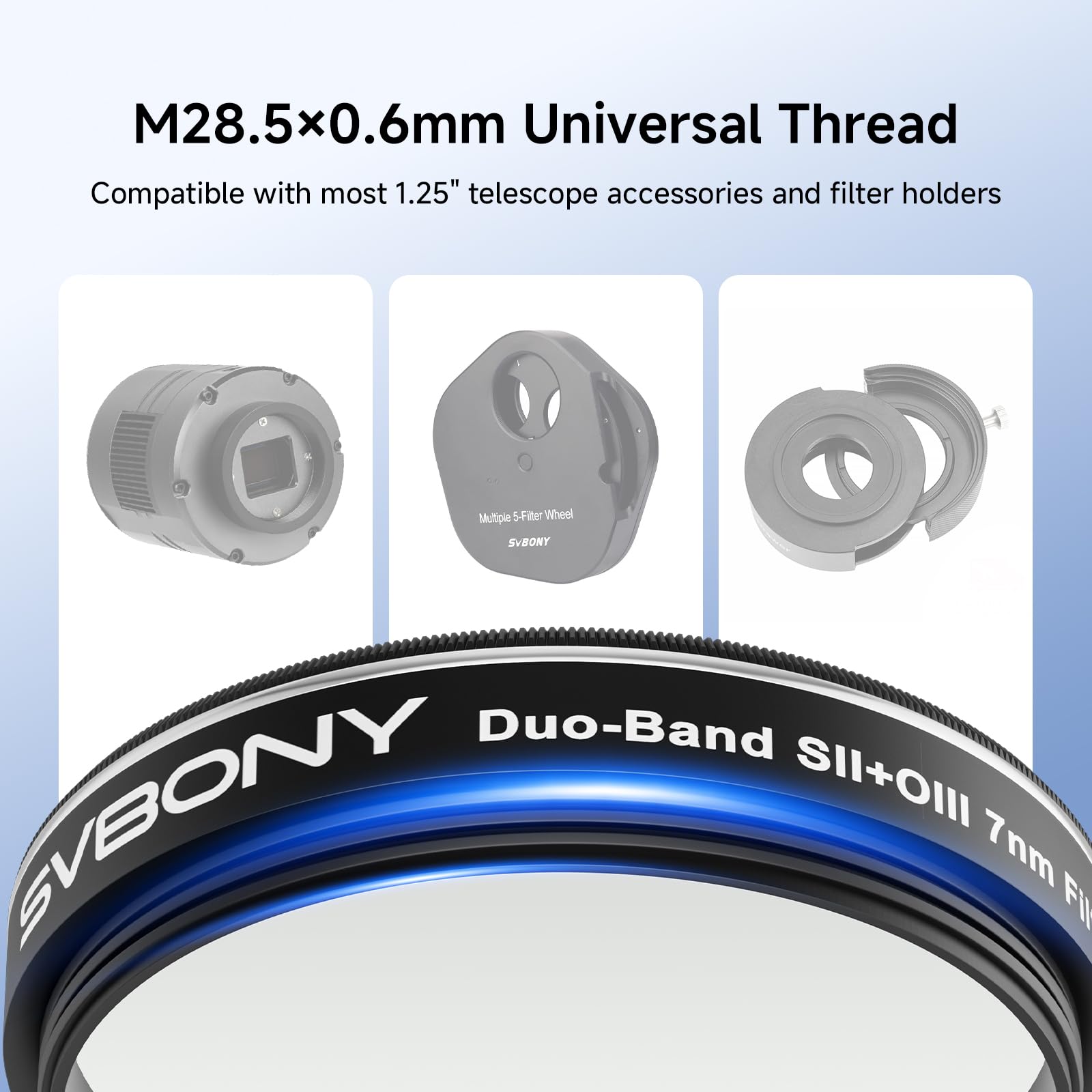 Svbony SV220 Filtro para Telescopio, SII y OIII, 7 NM Doble Banda y 1,25" Filtro para Nebulosas,Accesorio para Telescopio de Profundidad de Corte OD5, Obtener Imágenes de Nebulosas de Emisión