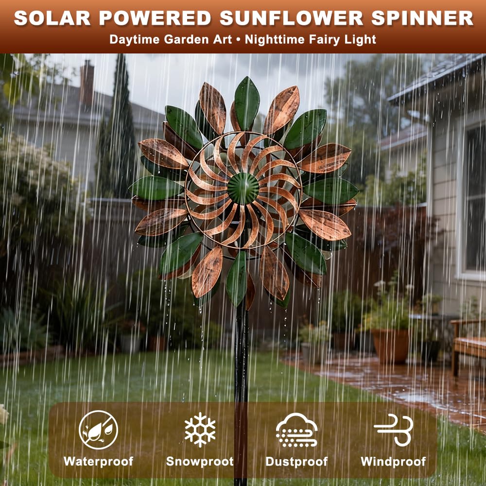 Mulino a vento in metallo unico e magico, mulino a vento 3D in metallo in acciaio inox, girandola da giardino, decorazione per giardino, terrazza, paesaggio