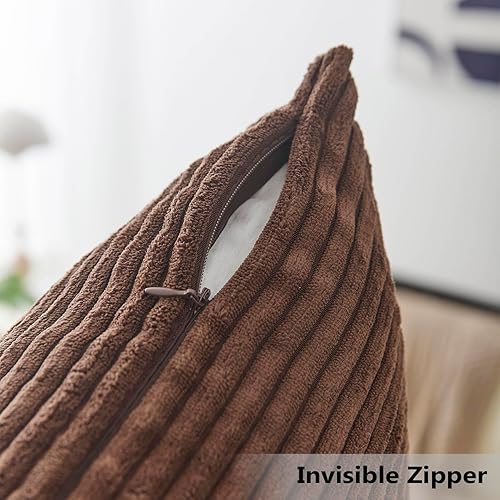 Vista 59 de Home Brilliant - Juego de 2 fundas de almohada de 24 x 24 pulgadas / 61 x 61 cm., de terciopelo de pana a rayas, cojín cuadrado decorativo, funda