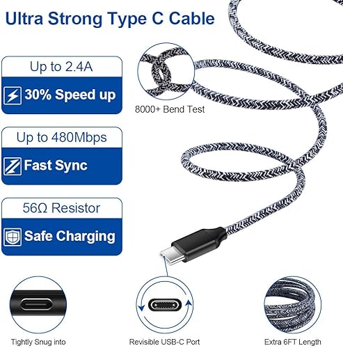 Miniatura 3 de Cargador USB tipo C de carga rápida compatible con Moto One 5G5G UW5G Ace5G UW AceG StylusG PlayG PowerG6G7 PowerZ4, cargador de pared USB dual USB