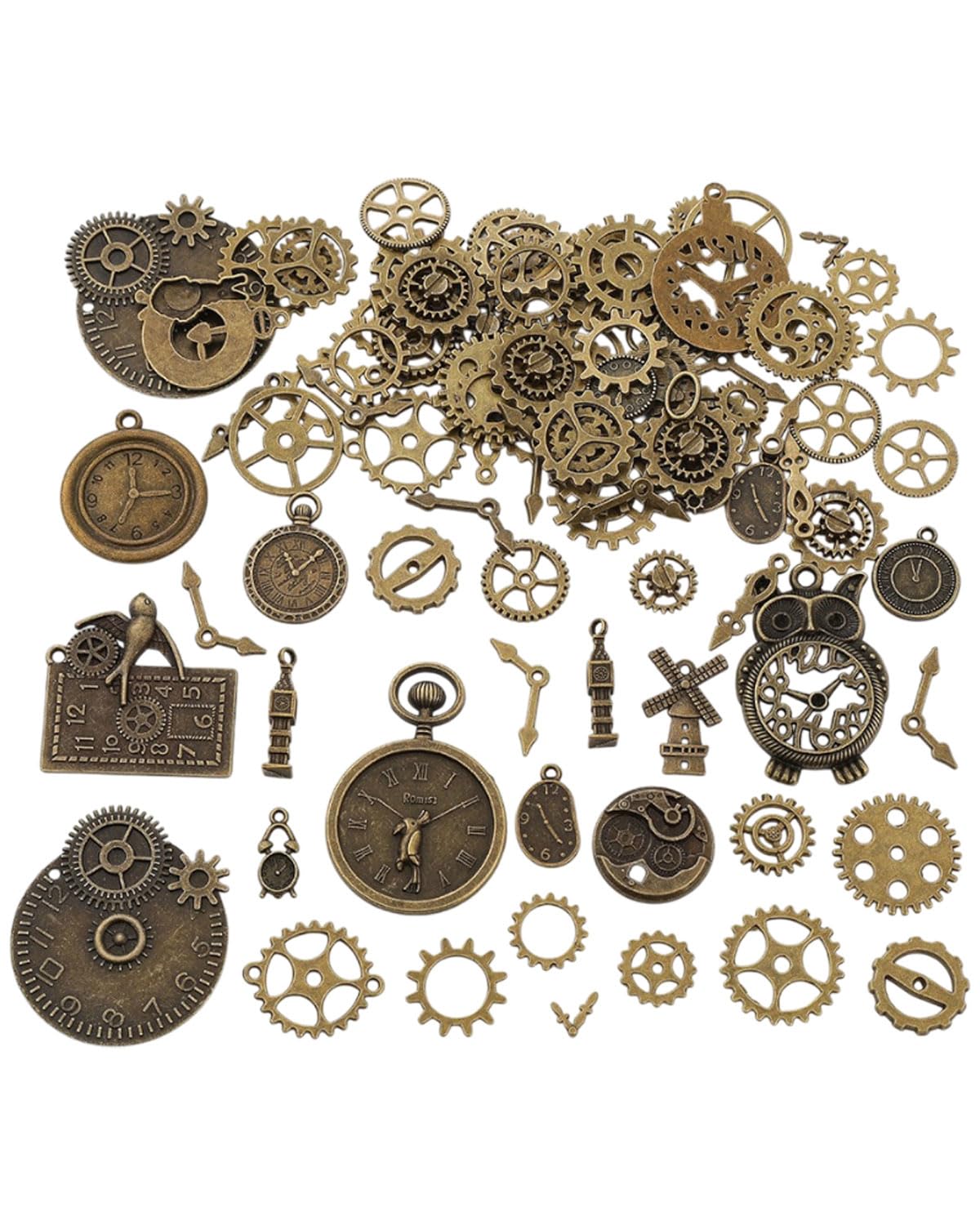 Mila-Amaz 80 Pièces Accessoires Steampunk Engrenages Vintage - Charms Bijoux