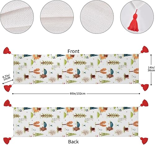 Miniatura 4 de Christmas Table Runner 60 Inches Long Fall Table Runner for Dining Table Christmas Decorations Coffe Table Runner with Tassels Kitchen & Table