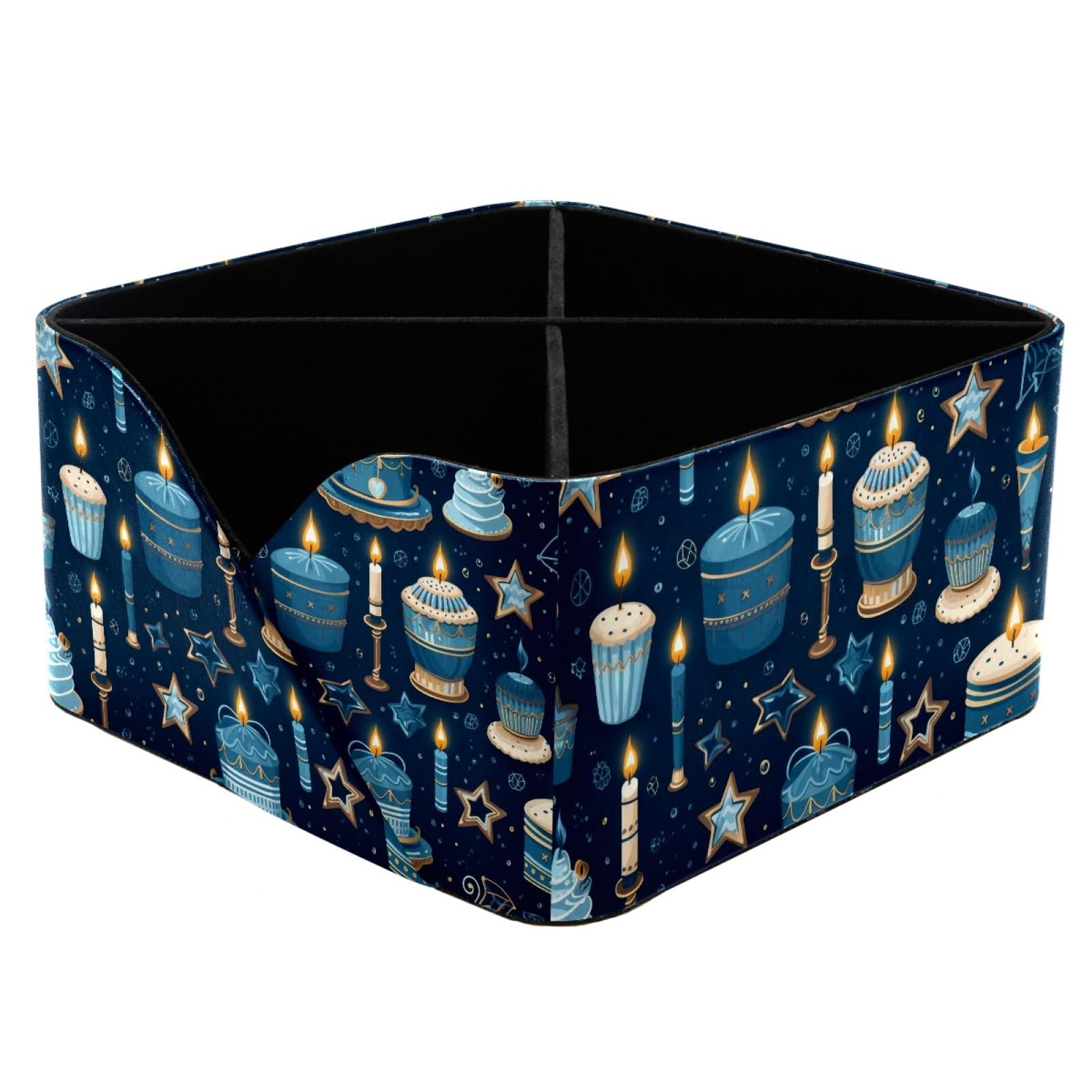 Organiseur de bureau bleu cuir PU multifonctionnel boîte rangement