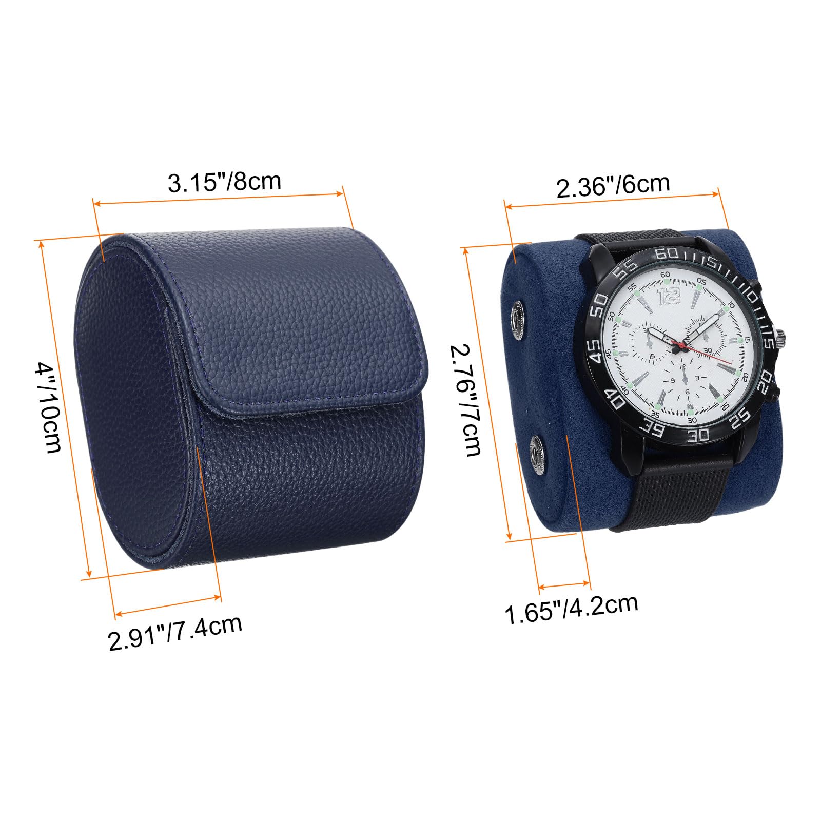 Étui de voyage sourcing map pour montres, étui portable en cuir à un compartiment pour montres, pour hommes et femmes, organisateur de rangement avec coussins amovibles pour les voyages et le rangem