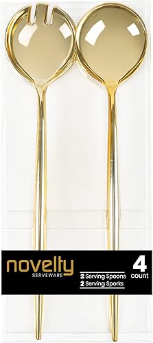 Party Bargains Cuchara desechable y tenedor, paquete de 8, color dorado, utensilios de cocina de plástico, excelente para bufé, catering, boda,