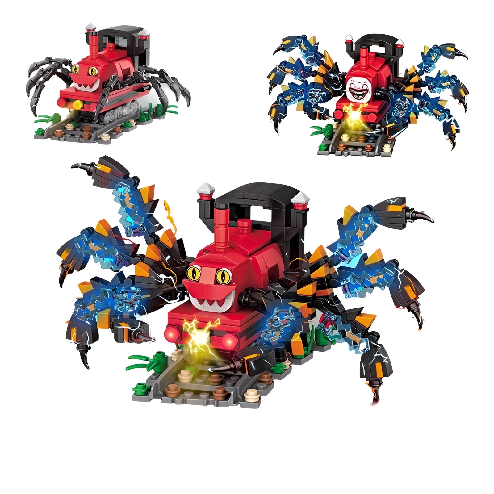 Qbrygmatic Chooo Chooo Charles Spider Train Building Blocks Set 3 in 1, 506PCS Horror Theme Monster Spider Train Building Brocks Kit, Home Decor Gifts for Teens and Adults