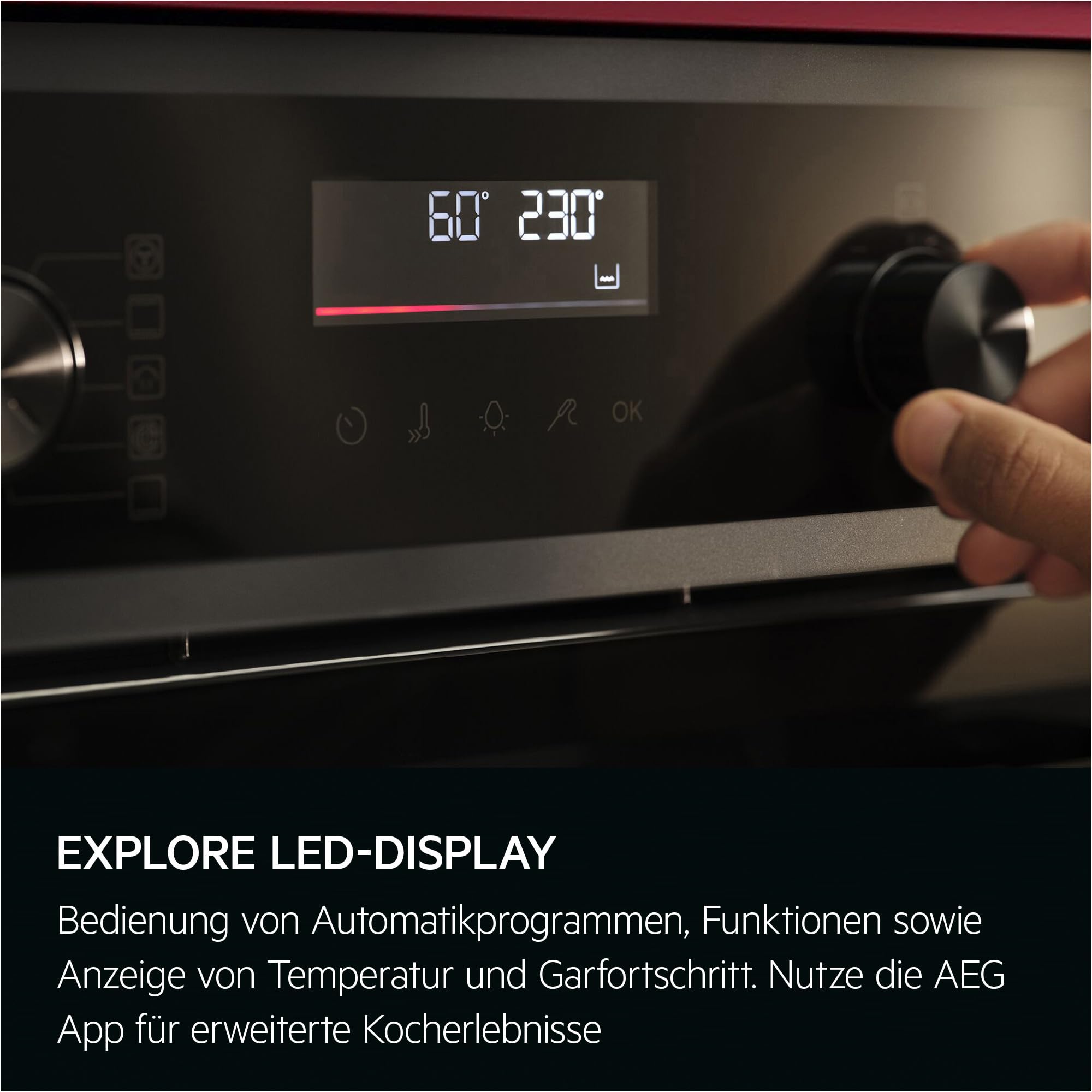 AEG Serie 6 TS6PB50WAB Einbaubackofen LED-Touchdisplay Pyrolyse Kerntemperatursensor AirFry 45 Automatikprogramme Schwarz