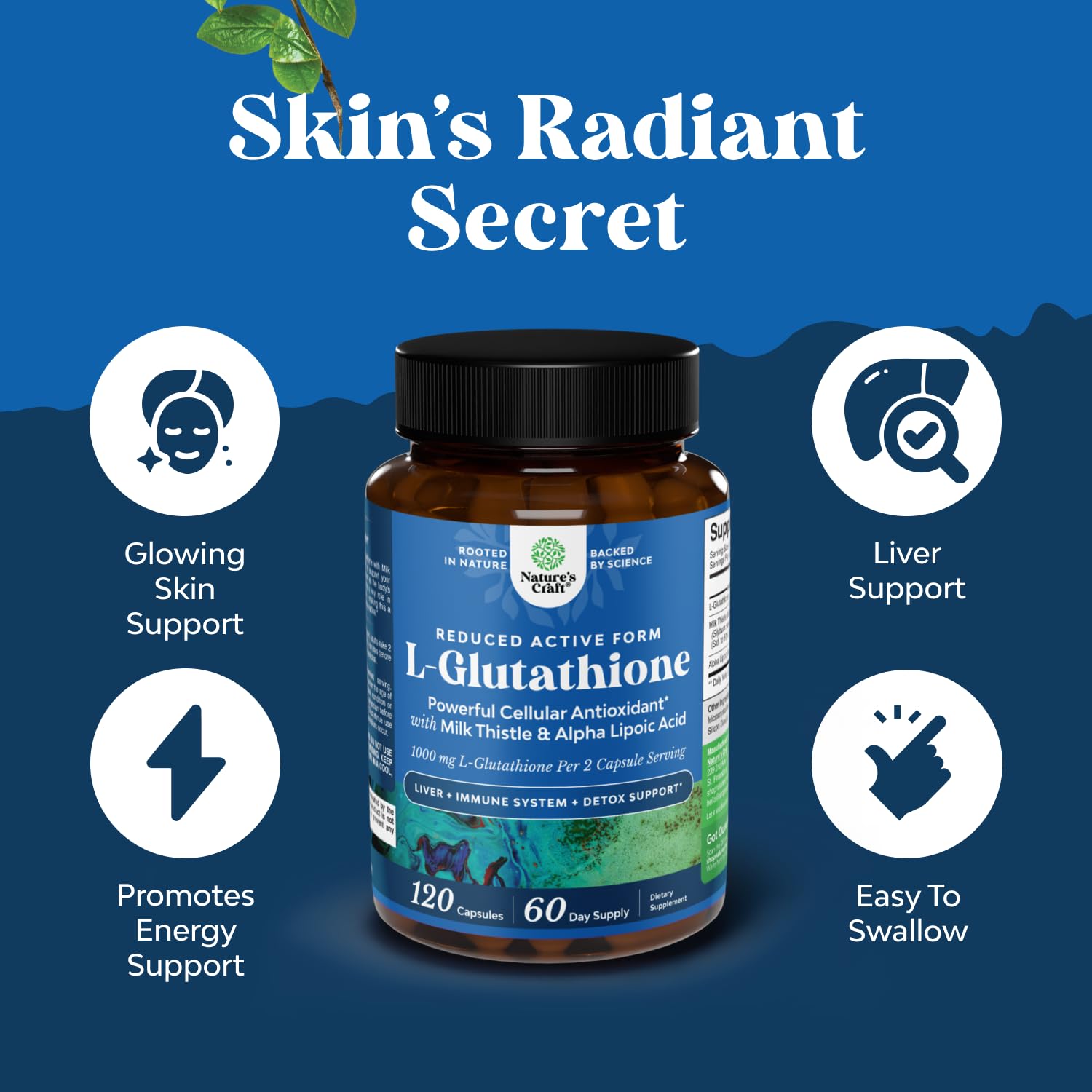 milk thistle glutathione production Reduced Supplement with - 1000mg per Serving Pure L Glutathione with Alpha Lipoic Acid & Milk Thistle Silymarin for Skin Radiance, Liver Support & Immune Support Vitamin B12 Injections In Age group:Teens _discount_15