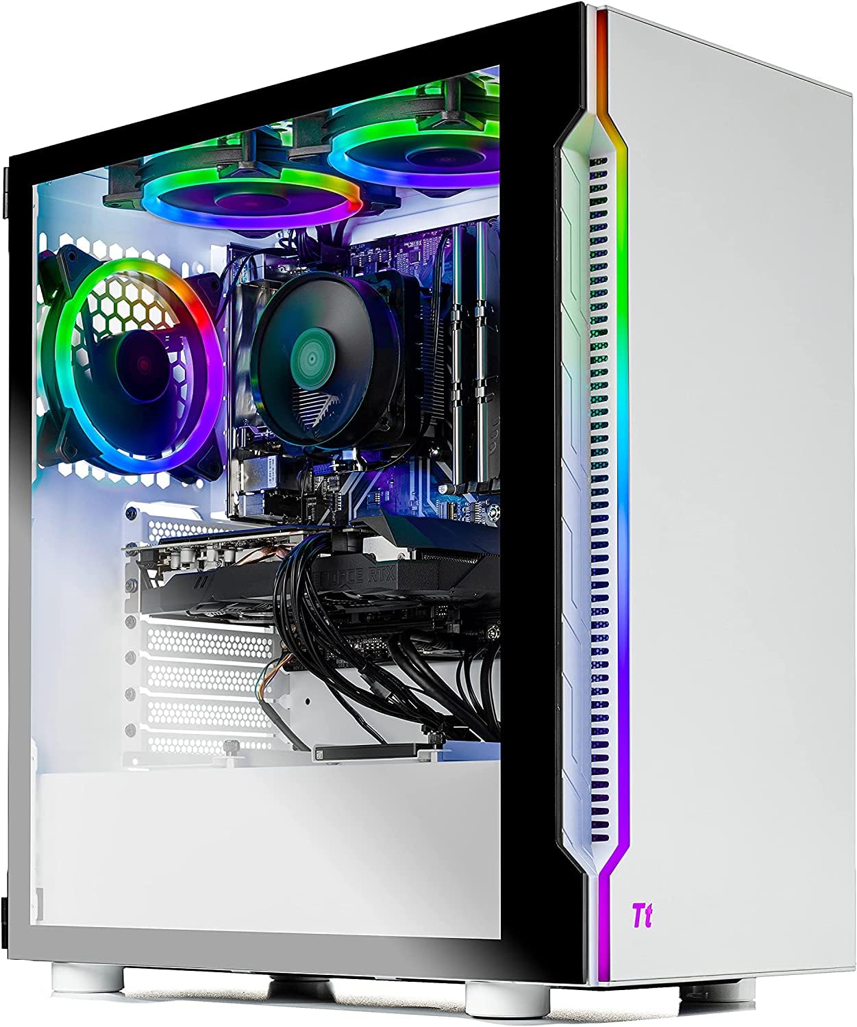 NanoTech White Edition Gaming Computer PC Desktop - Ryzen 5 3600 6-Core 3.6GHz, RTX 3060 8GB, 1TB SSD, 16GB DDR4 3200, RGB Fans, AC WiFi, 600W Gold PSU, Windows 11 Home 64-bit, White
