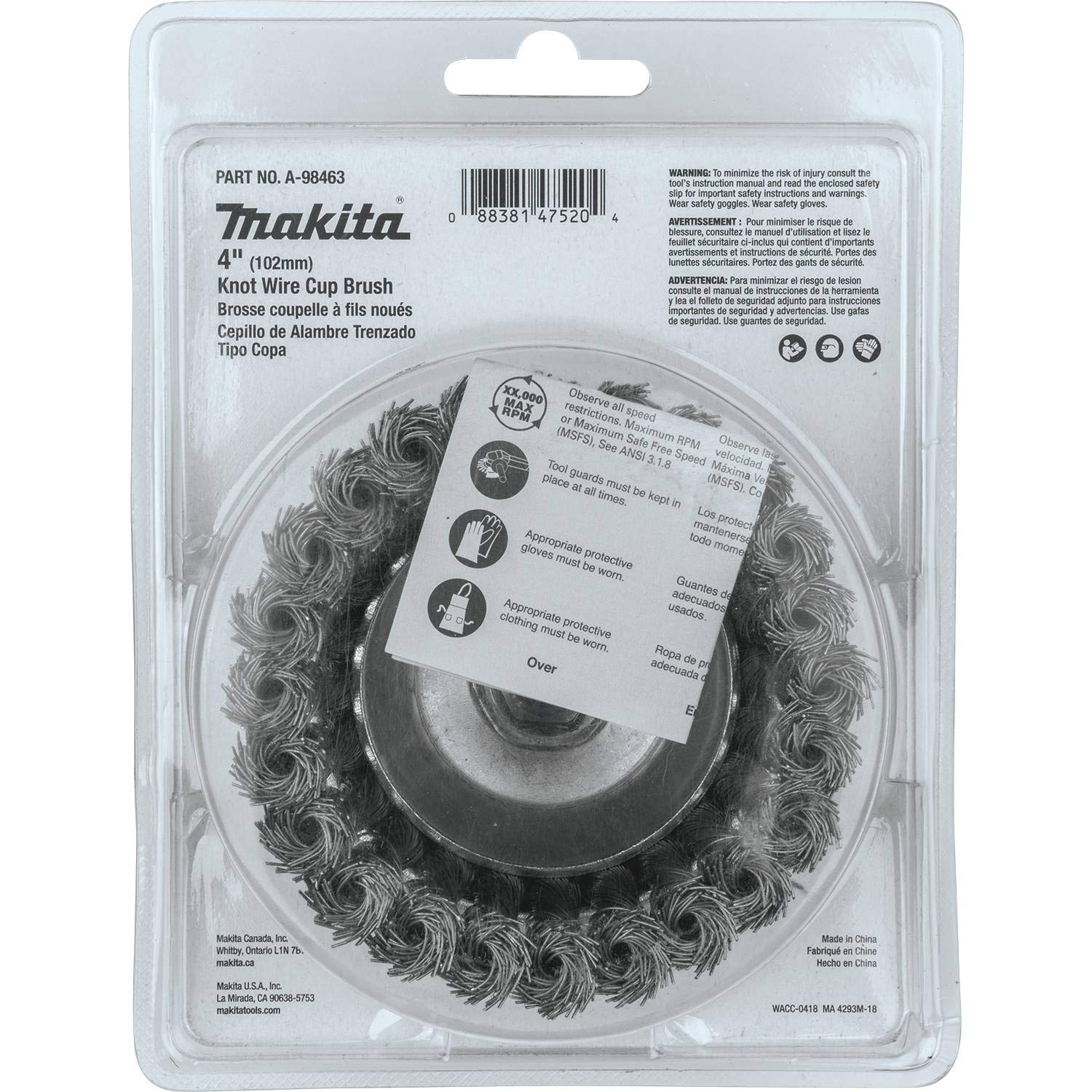 Makita A-98463 - Spazzola a tazza con filo nodo, 10,2 cm, 11
