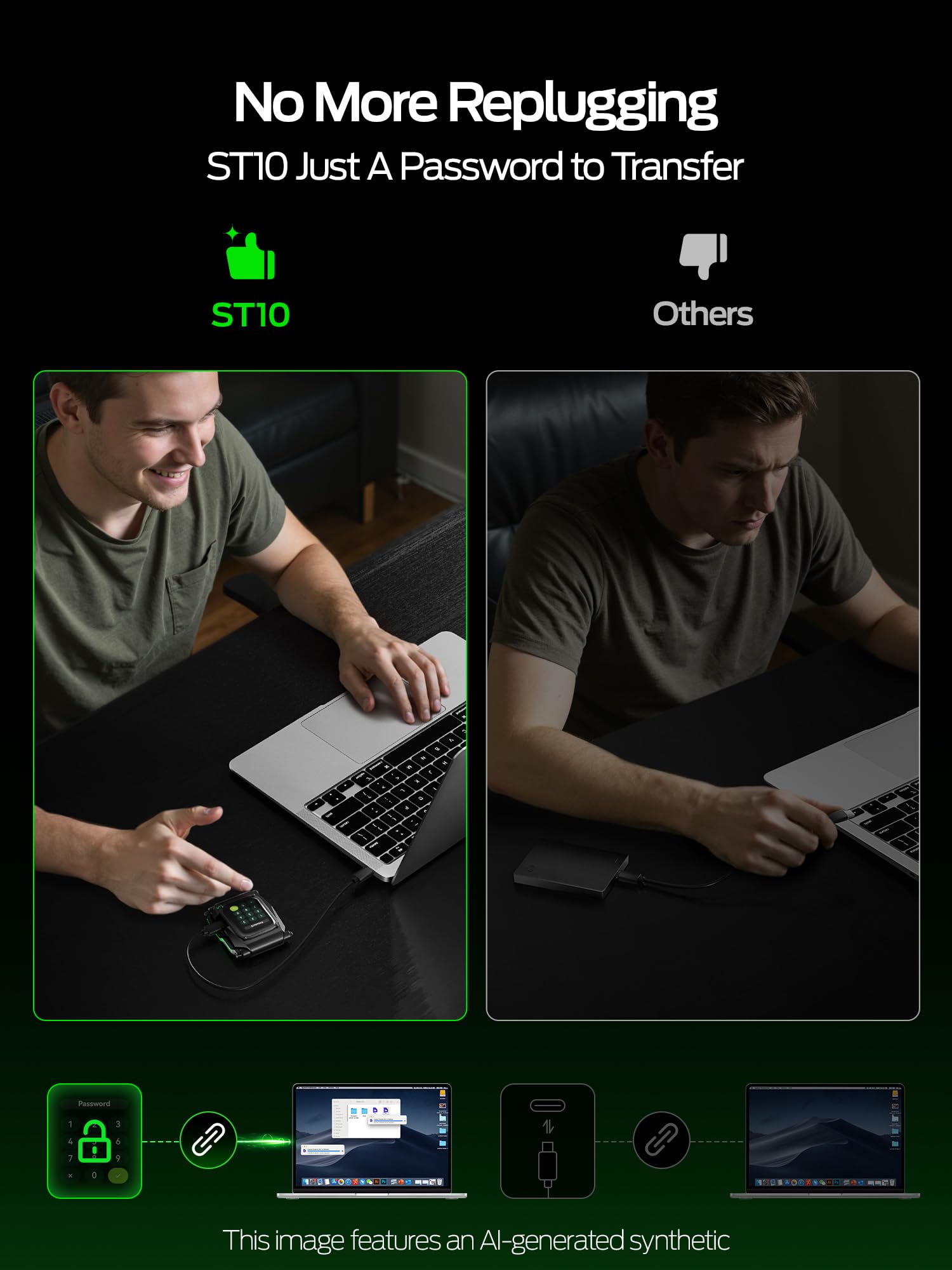 MOVE SPEED Disco rígido externo com tela sensível ao toque, SSD