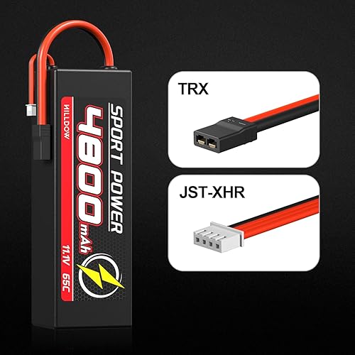 Miniatura 3 de Hilldow Batería Lipo de 11.1 V 3S 65C 6100mAh Lipos Hard Case Baterías recargables con conector Traxas para automóviles 18 110 RC camiones de