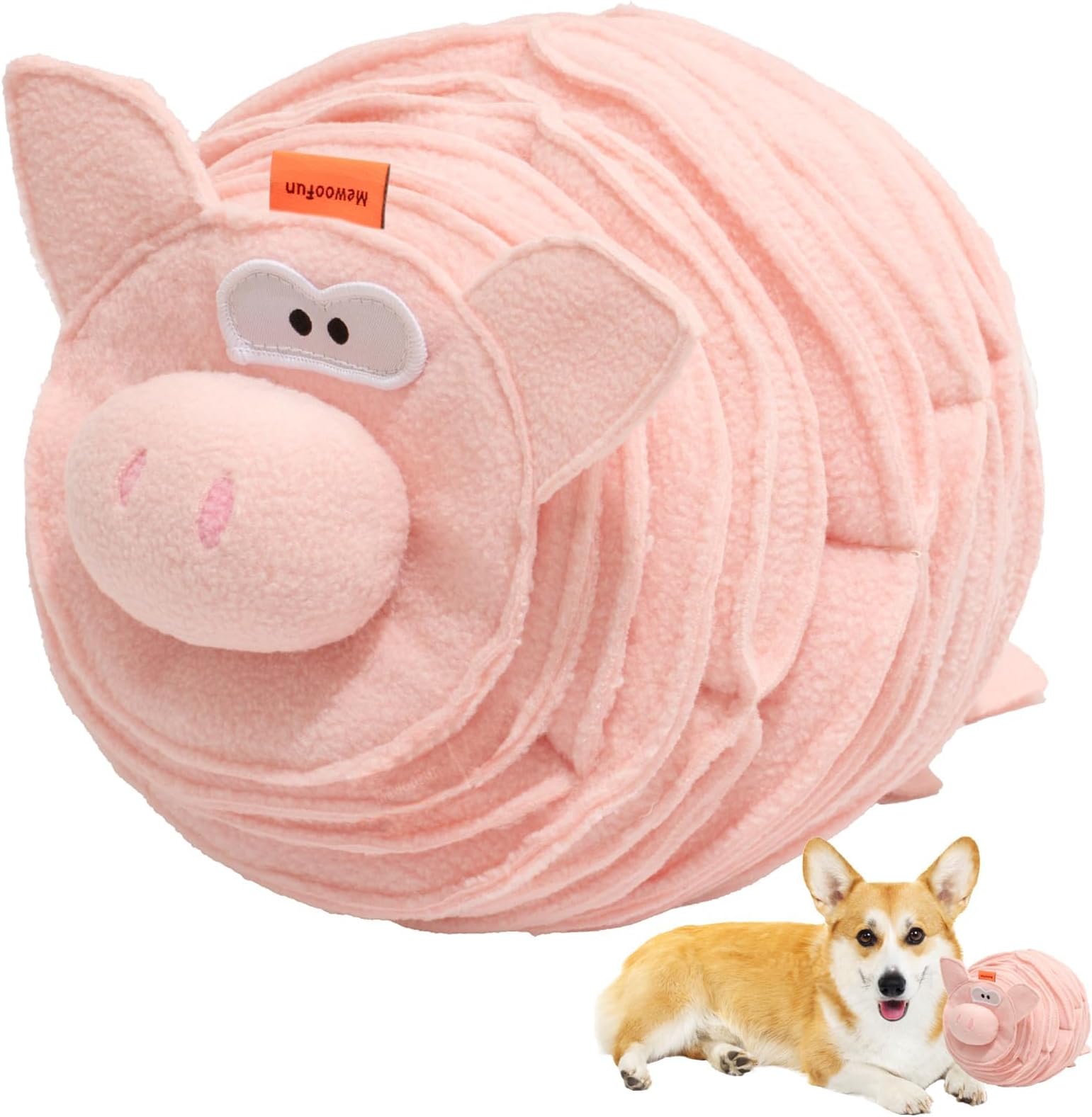 MEWOOFUNSnuffle Toy Ball for Dogs, Squeaky Enrichment Interactive Dog Toys for Boredom, Dog Treat Puzzle Toy for Smart Dogs, Mentally Stimulating Toys for Dogs, Dog Toys to Keep Them Busy (Pig)