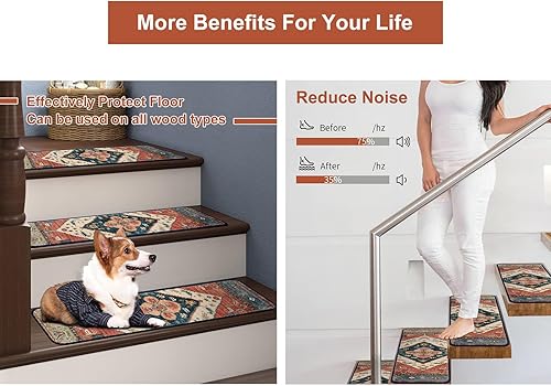 Miniatura 7 de OJIA Alfombra extra antideslizante, 30 x 8 pulgadas, para interiores, para escalones de madera, para perros, niños y ancianos, con parte trasera de