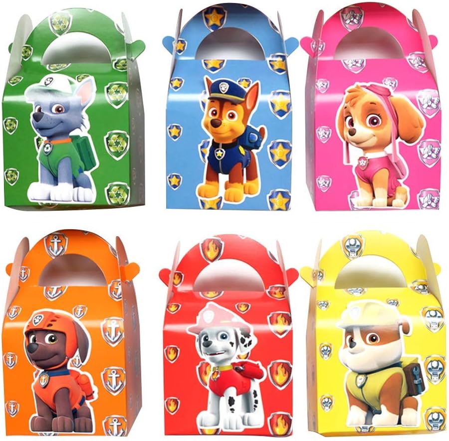 KRUCE 24 PC Paw Dog Patrol Party Gift Boxes,Sweets Boxes,Candy Boxes for Kids Birthday Party Supplies