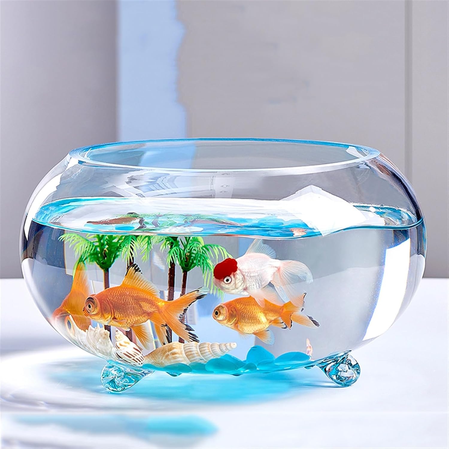 Modern Fish Tank Thickened Transparent Glass Tank Turtle Tank with Support Small Foot Ecological Tank Home Living Room Office Desktop Desktop Display(XS)