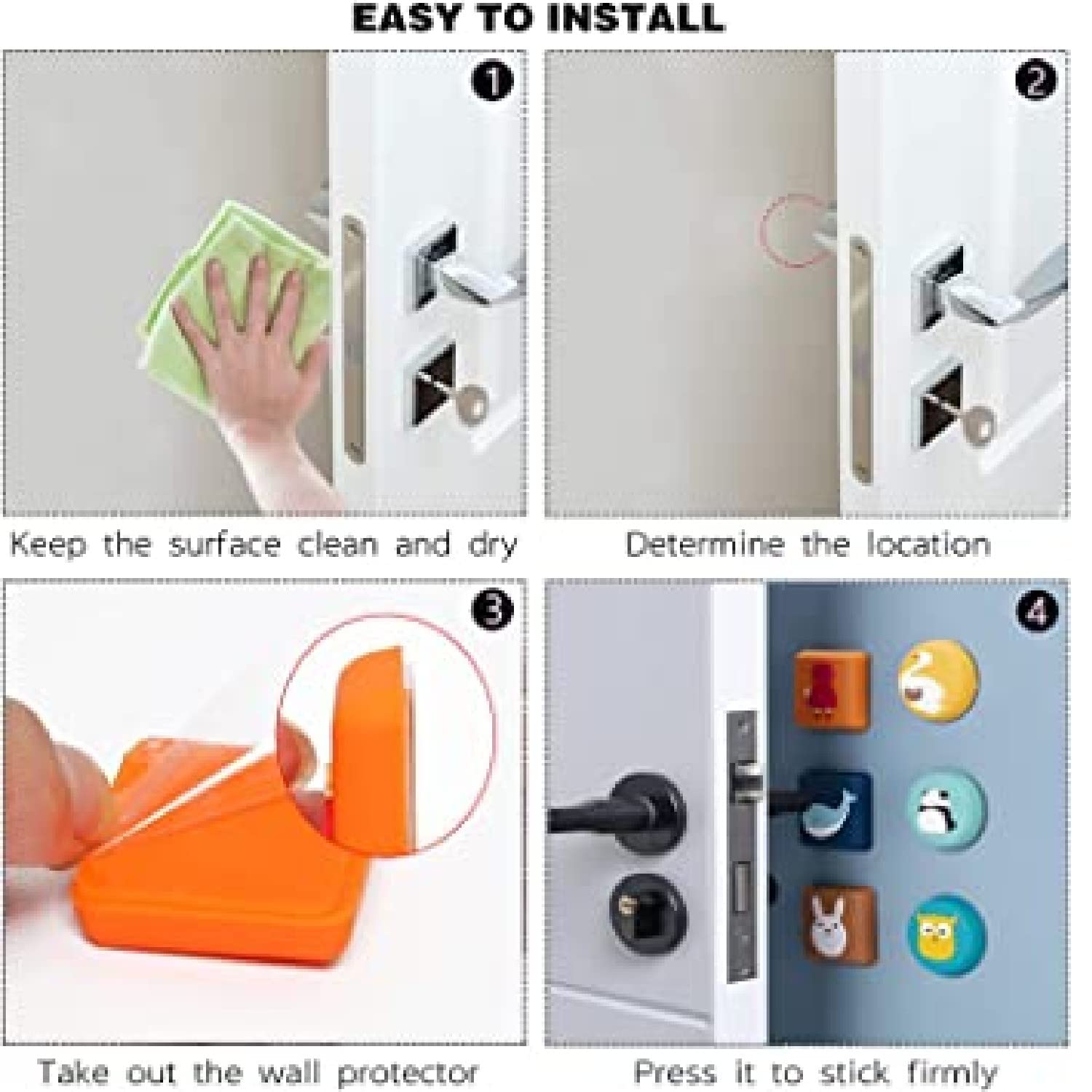 ARQIVO® Door Stop Wall Protector, Cartoon Silicone Crash pad, Used for Wall Protection and Muffler, Door Handle, Refrigerator Door, Cabinet (Pack of 2) 3
