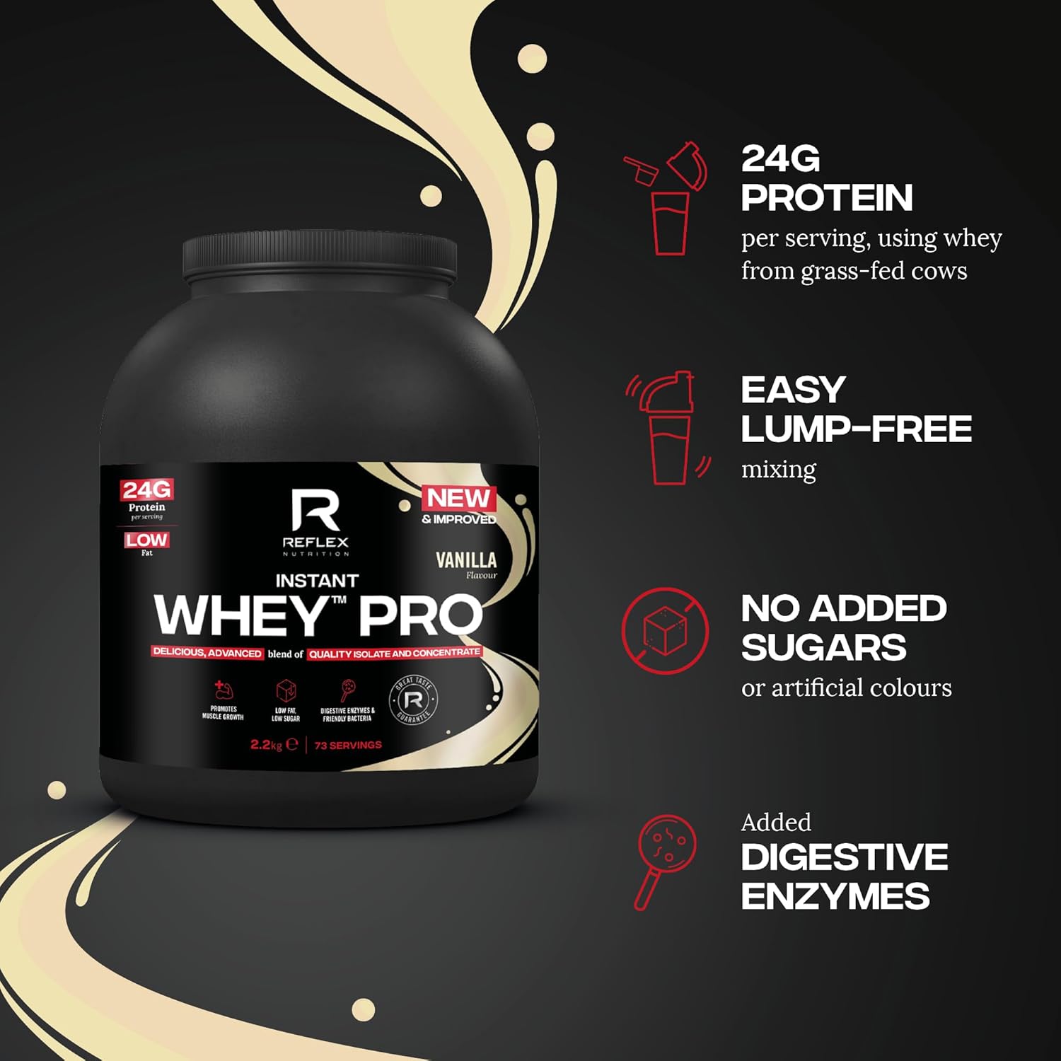 Reflex 2.2Kg Vanilla Ice Cream Instant Whey Pro