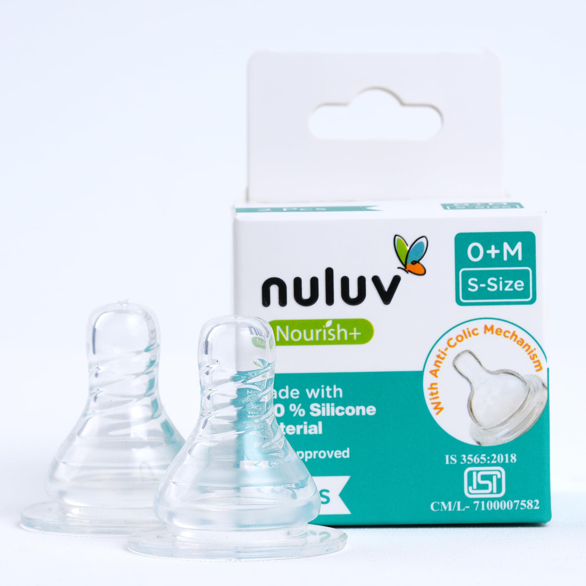 Nourish+ Silicone Baby Bottle Nipple 0M+ (S-Size), Anti-Colic Teat for Newborns, 100% Soft Silicone, BPA-Free, BIS Approved, Compatible with Narrow Neck Bottles, Pack of 2-image-41