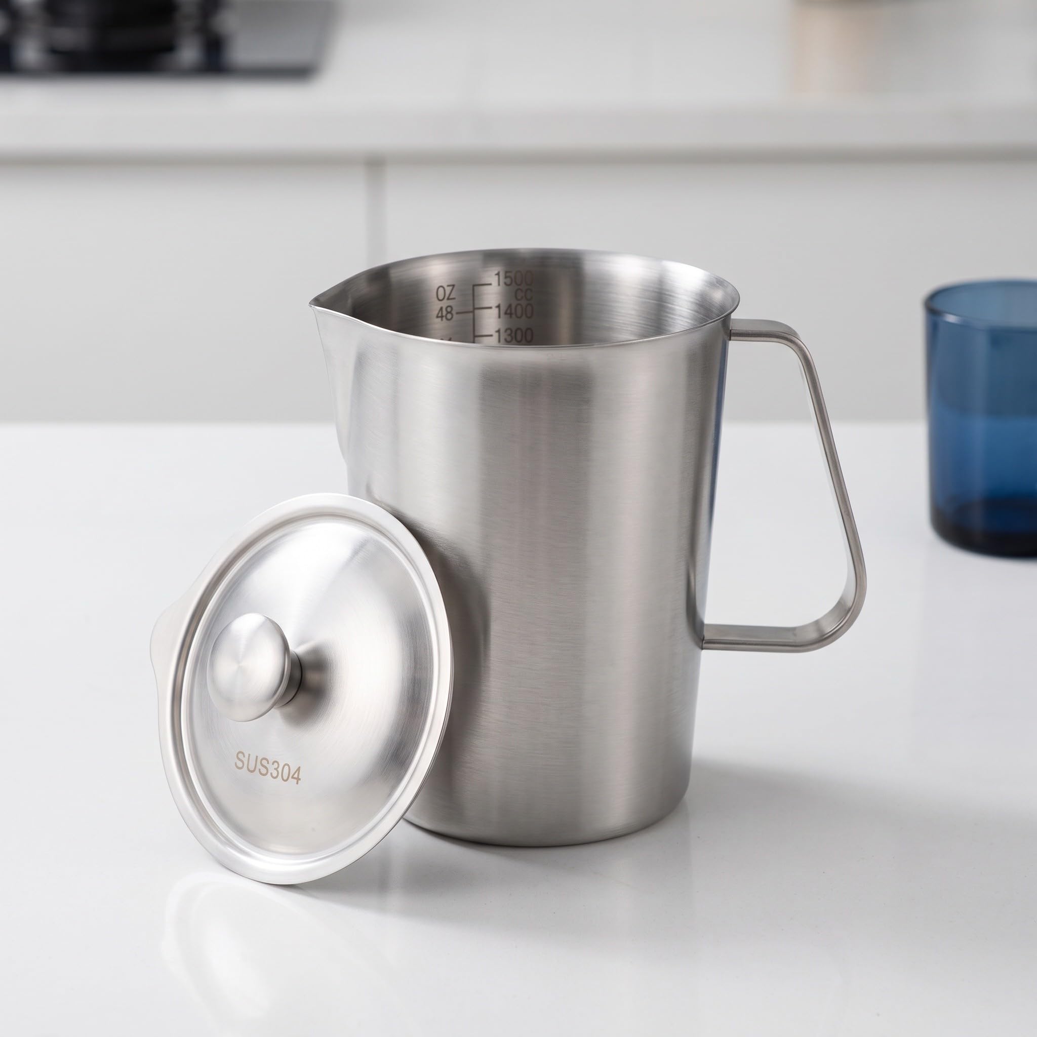 OUNONA Pichet doseur, 1500 ml, graduations en ml, large ouverture pour un