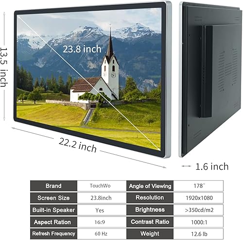 Miniatura 6 de Tableta con monitor de pantalla táctil Android 11 de 23.8 pulgadas, 169 FHD 1080P, WiFi y BT, altavoces integrados, RK3568 4GB RAM y 32GB ROM,