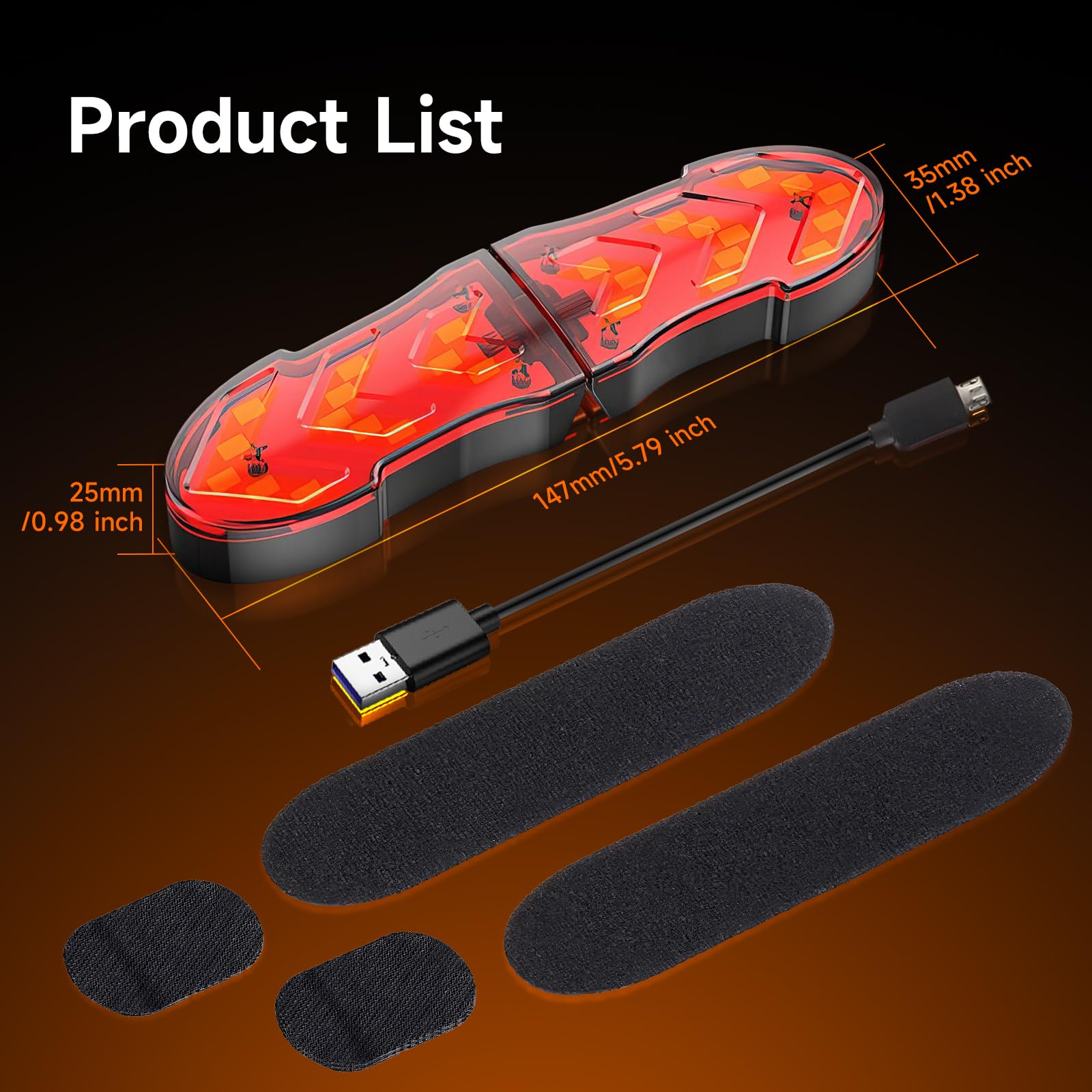 Moman Luce per Casco da Moto, Luce di Segnalazione a LED per Bicicletta Casco con Indicatori di Direzione Luce Rossa di Avvertimento per Guida Notturna con Cavo di Ricarica Impermeabile IPX4