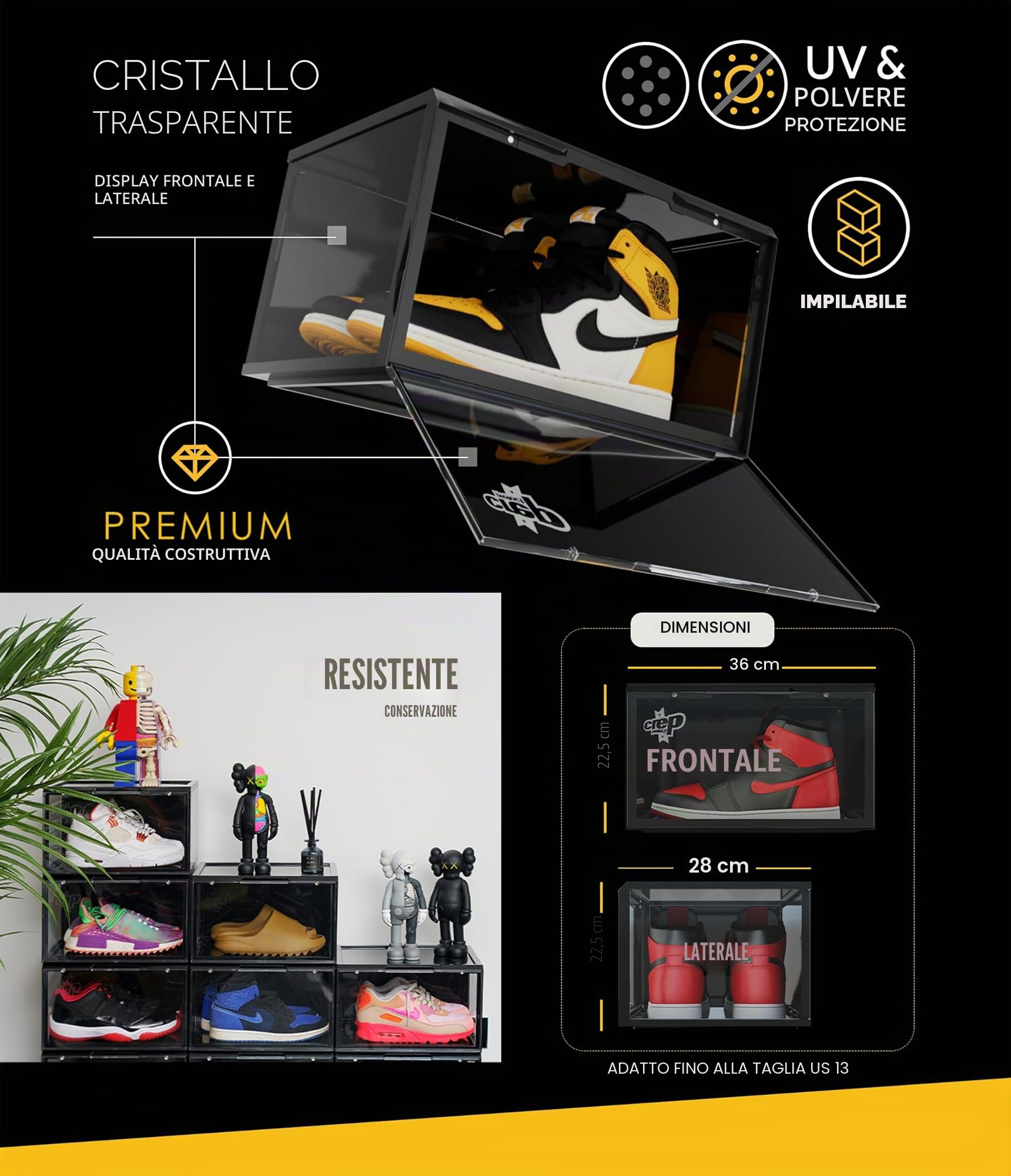 Crep Protect Scatola per scarpe - Ultime casse di stoccaggio per sneaker 2.0 - Organizer per scarpe (2 casse per confezione)