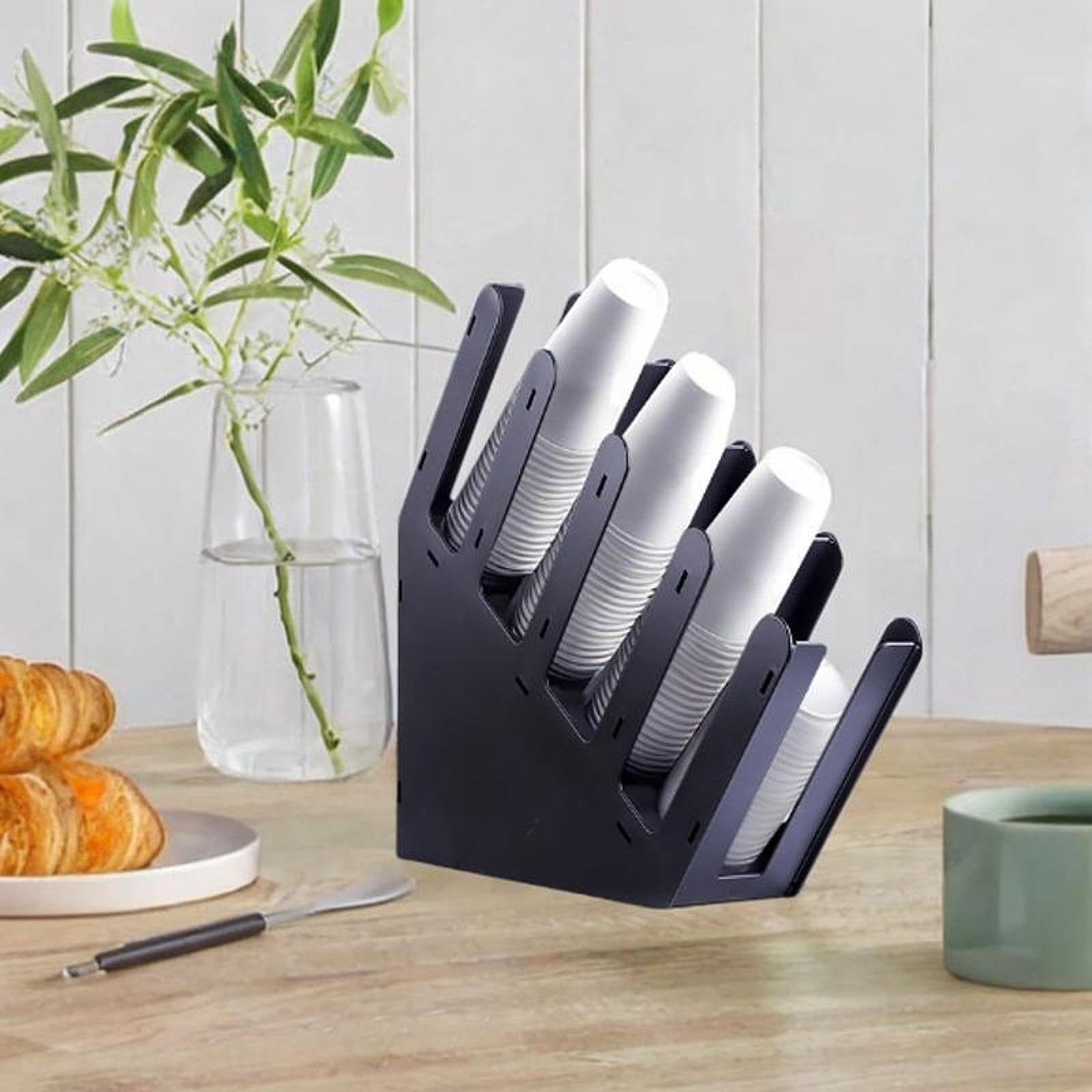 Gralara Cazón de Papel Soporte de Papel Soporte de Papel Enjuague Tazas de dispensador de Tazas de Tazas de cafetería Organizador de cafetería para Hotel Cafe, 4 Cuadrículas Biseladas
