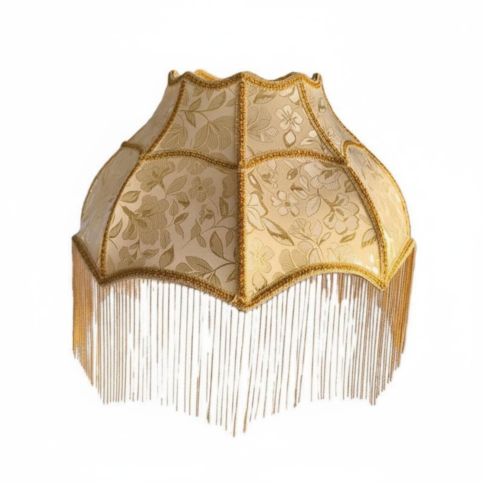 Warm Ambient Light Golden Foil Lampshade Decorative Gold Beaded Chandelier Shade Easy to Install Fringed Hanging Shade Vintage Design for Restaurant, Living Room, Study, 19x45x24-image-31