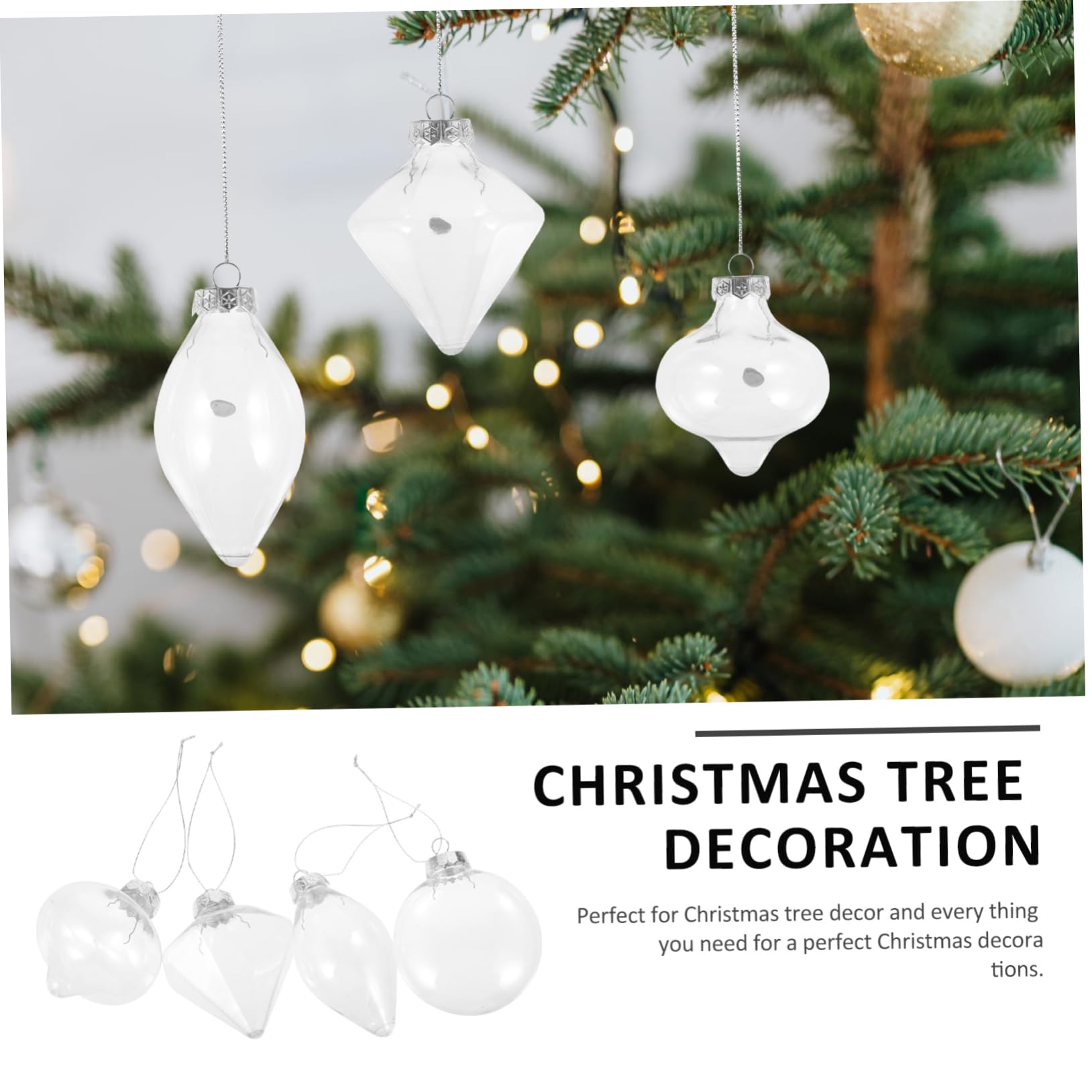 Cabilock 16 Piezas Bolas Transparentes para Colgar Adorno de Bola Rellenable Accesorios para Manualidades Navideñas Colgantes para Árbol de Navidad de Navidad para Pared y Manualidades