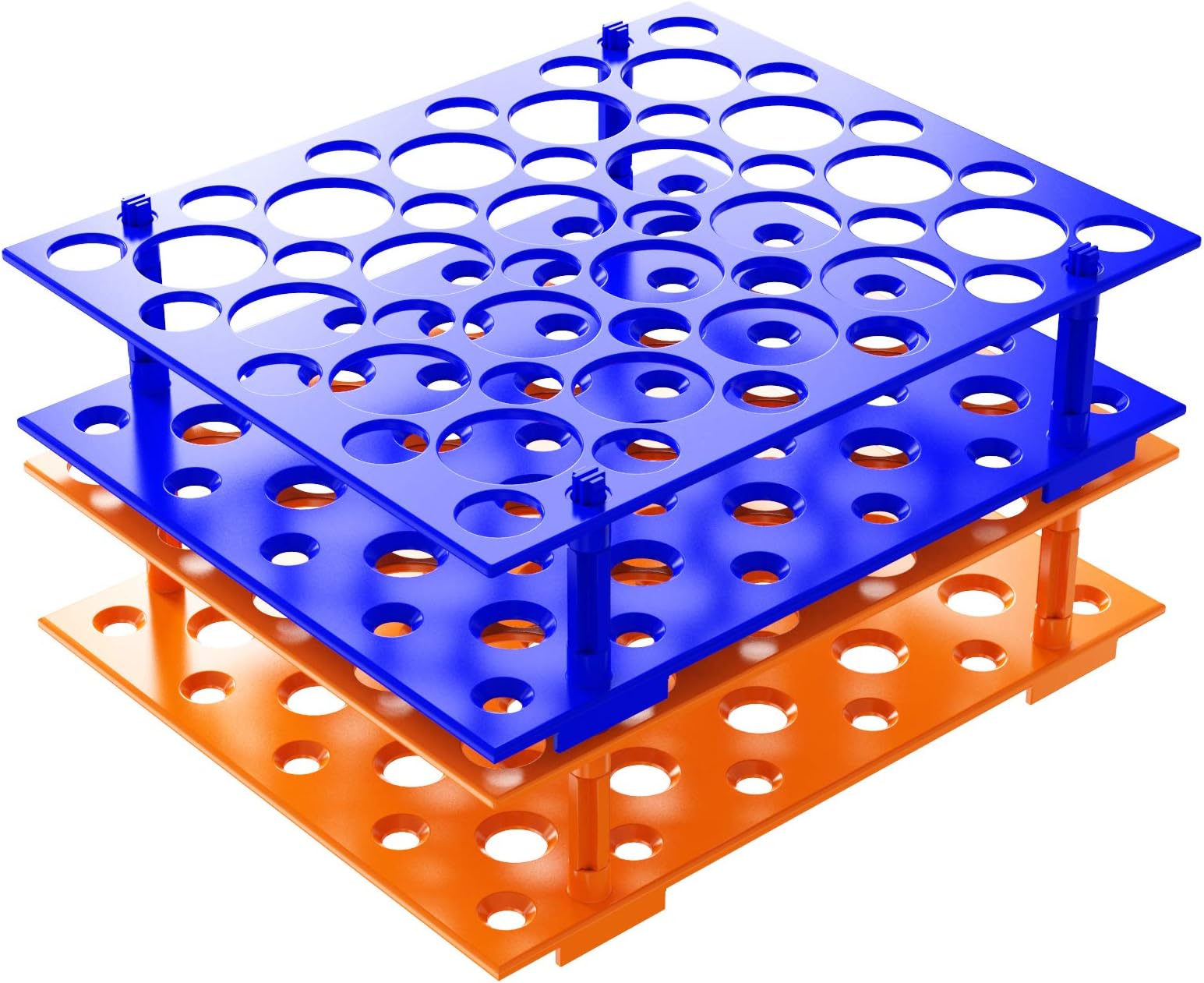 Biomed Solutions 2Pcs 50 Well Centrifuge Tube Rack for 10ml/15ml/50ml Laboratory Plastic Tube Holder (Orange&Blue)