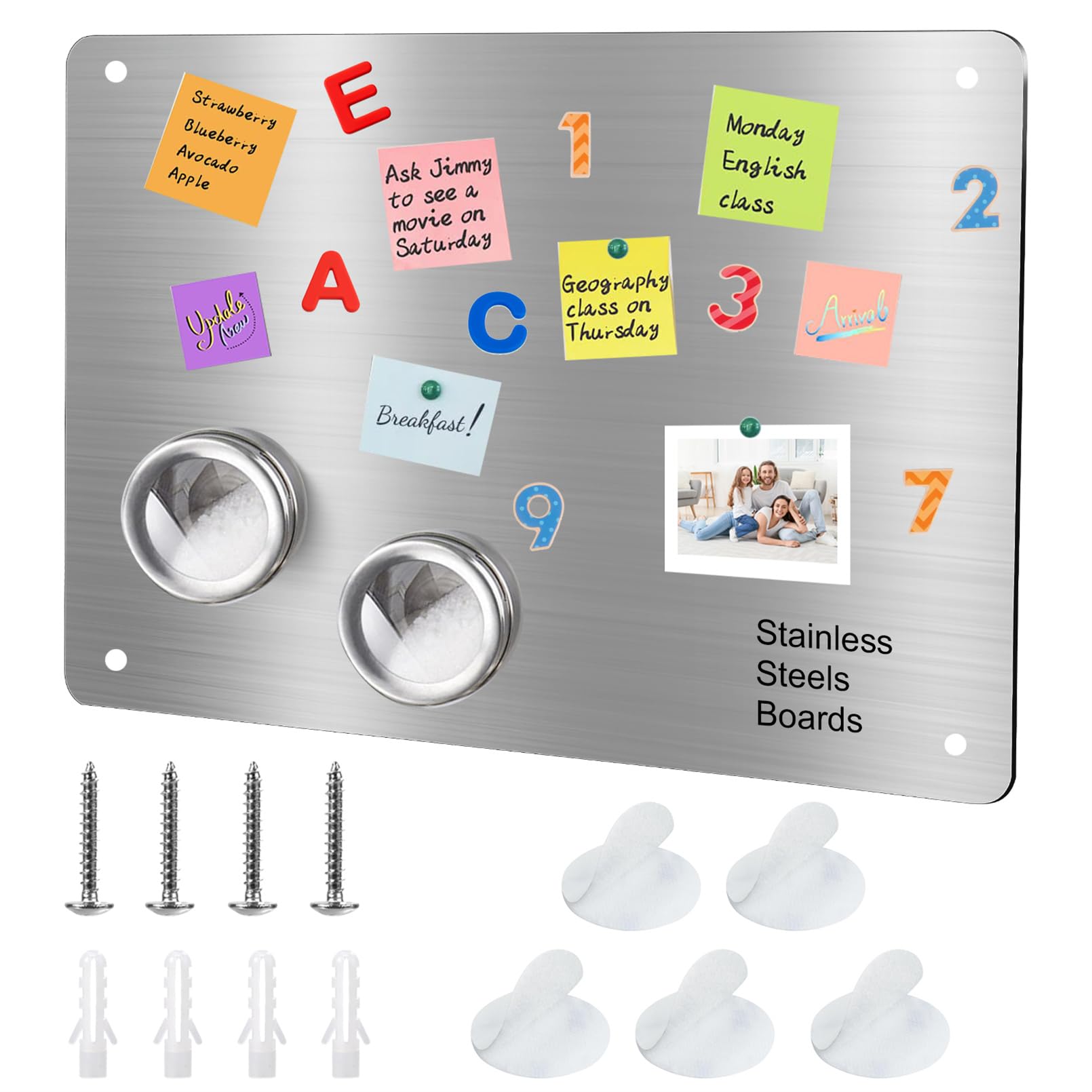 Magnetic Board for Wall 32 x 22cm Magnet Bulletin Boards Metal Magnets Board for Kitchen Home Office Display, Silver