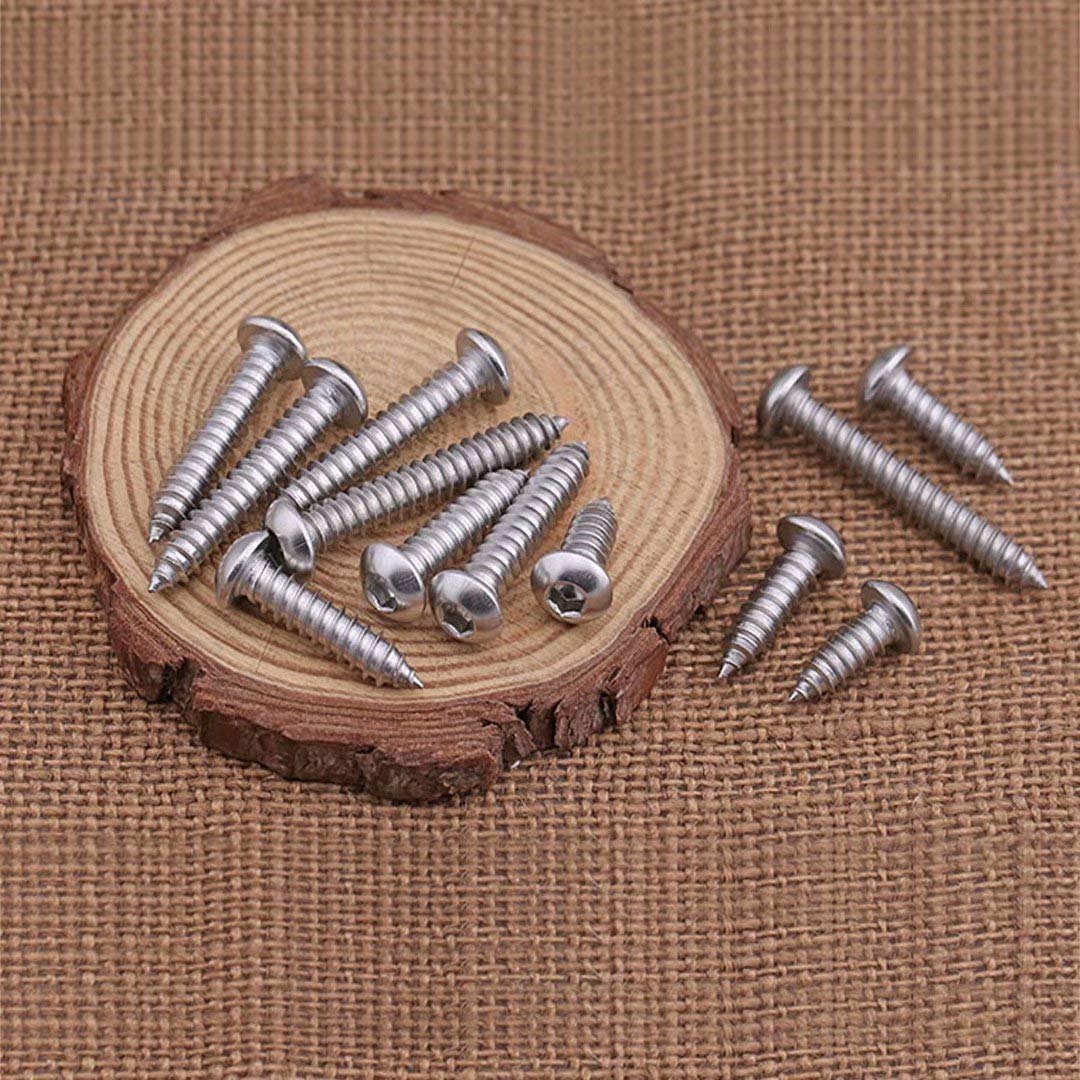 BOZONLI Viti Autofilettanti Viti Per Legno Testa Di Rotonda A Testa Esagonale Viti A Brugola In Acciaio Inox, M3&times;6mm,50 Pcs
