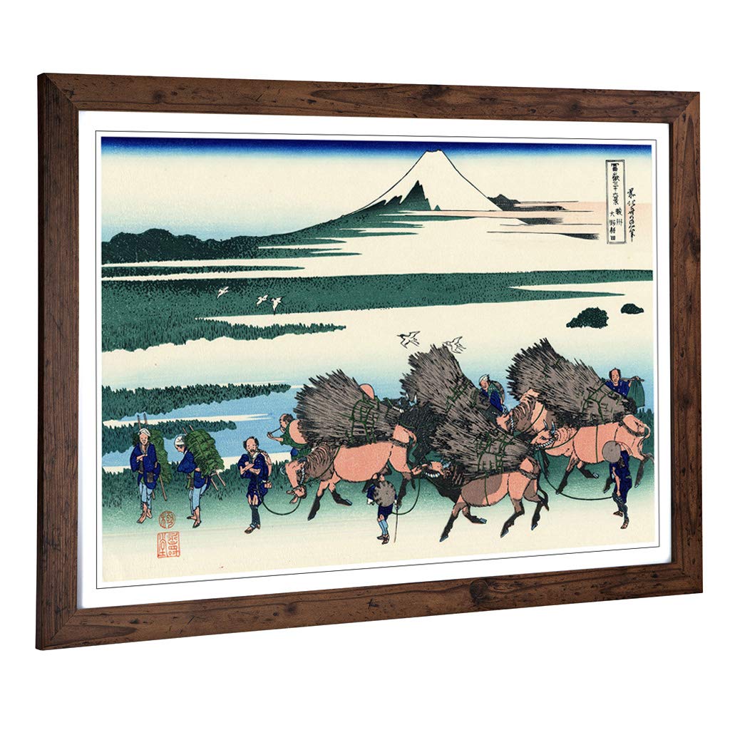 Big Box Art Framed Print of Hokusai Japanese Oriental Suraga Province Design | Wall Art Picture | Home Decor for Kitchen, Living Room, Bedroom, Hallway, Walnut, A2 / 24.5x18 Inch / 62x45cm
