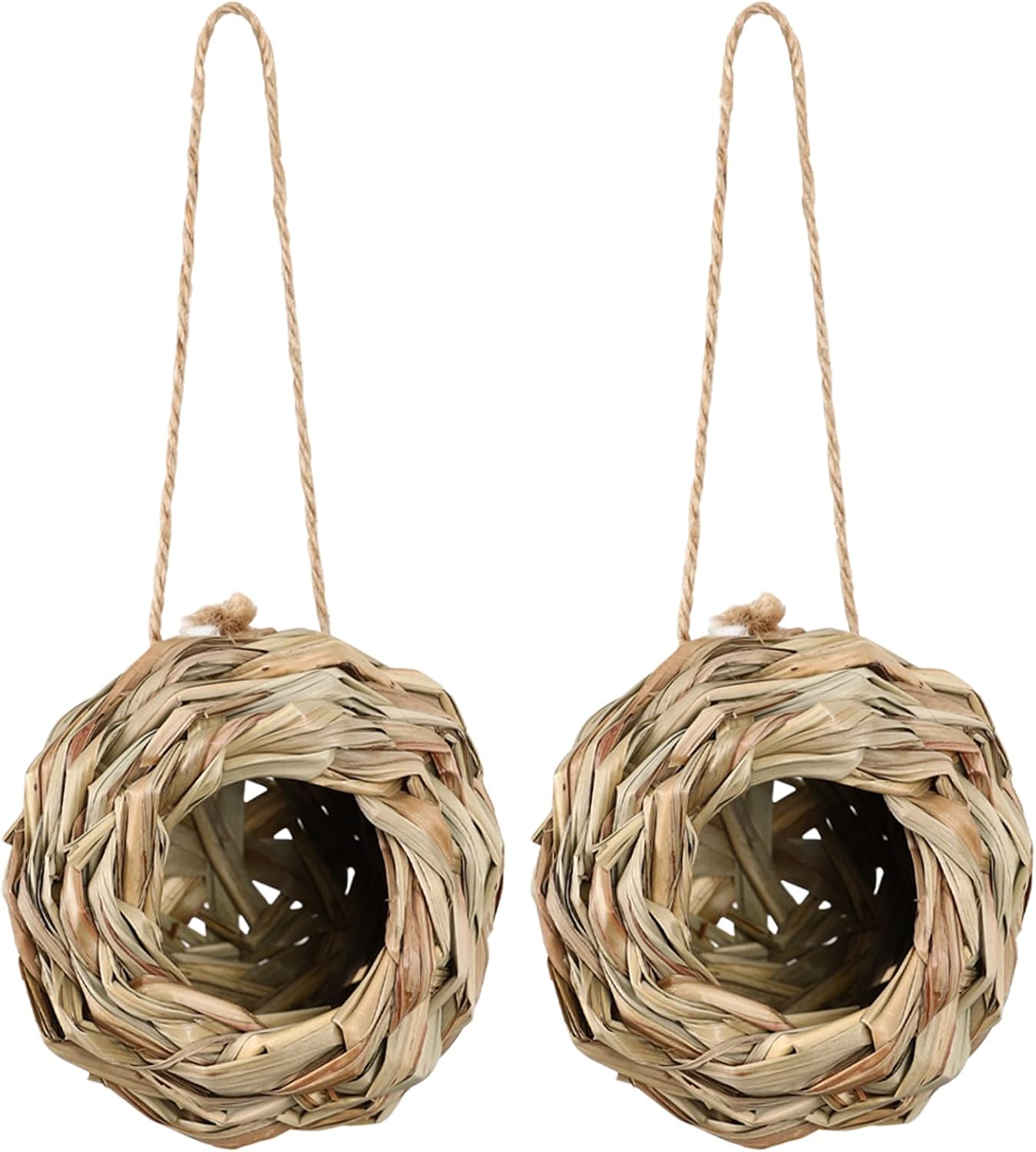Humming Bird House Outdoor,Hand Woven Hummingbird Houses for Outdoors Hanging,Nature Grass Hummingbird Nest for Outside Inside Decoration, 4.72’’×4.71’’Humming Bird Gift