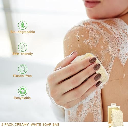 Miniatura 6 de CROVIN 100% sisal natural bolsa de jabón de baño (juego de 2) eficaz Exfoliante gran bolsa de ahorro de jabón de primera calidad, se adapta a la