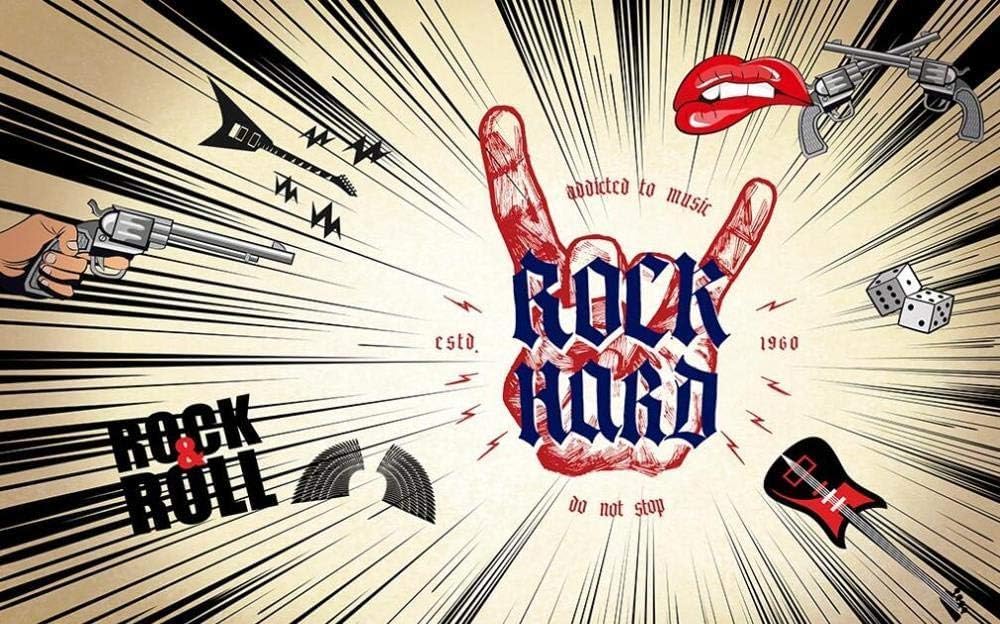 Musica Rock Labbra Rosse Strumenti Musicali Moderna Carta Da Parati 3d In Seta Goffrata Materiale Ideale Per La Camera Letto Del Soggiorno-250cm×170cm