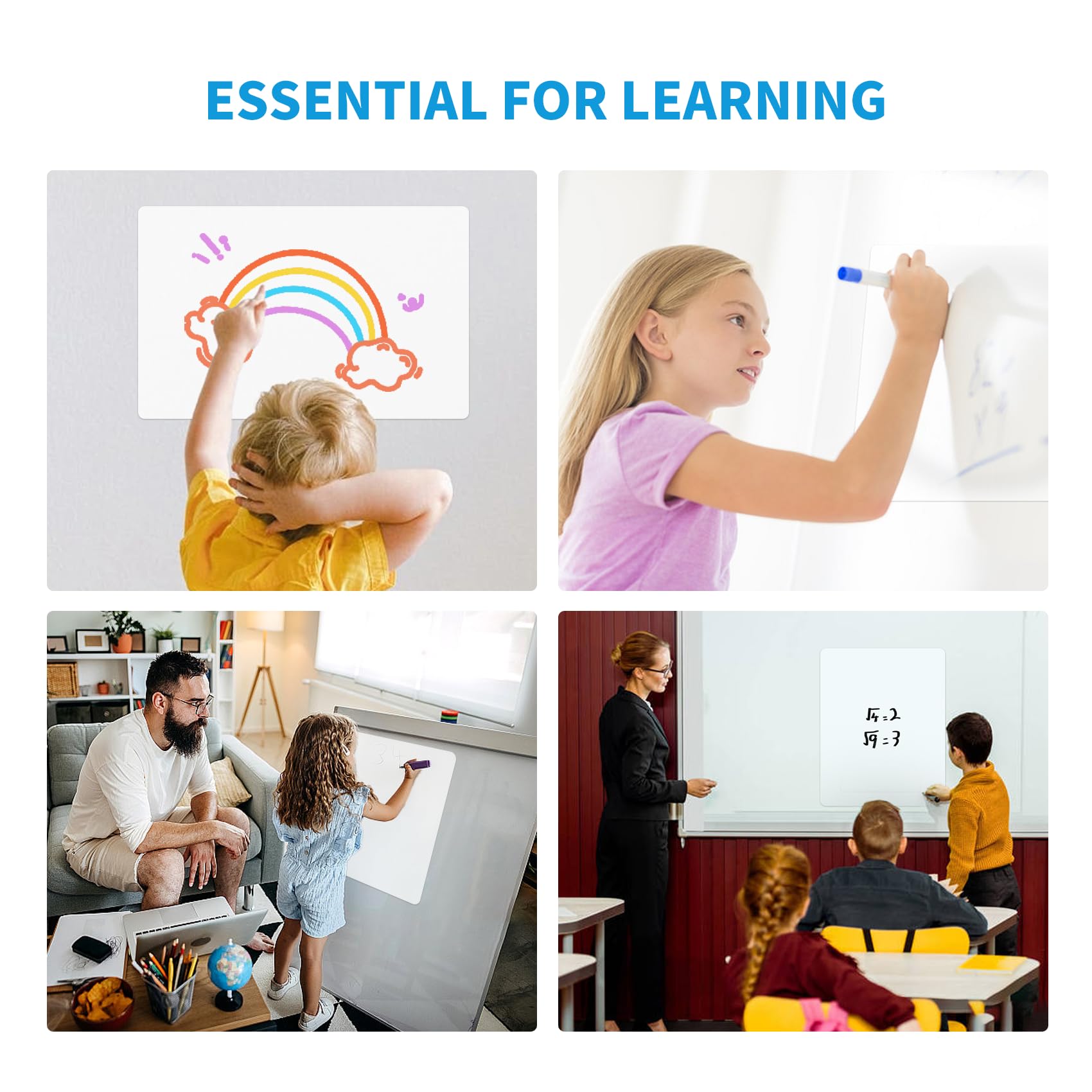 A4 Pizarra Blanca Magnética para Nevera, Tablero Magnetico de Borrado en Seco con 3 Rotuladores Pizarra Blanca, Borrador, Whiteboard para Memorandos, Notas, Menús, Planificar Estudios