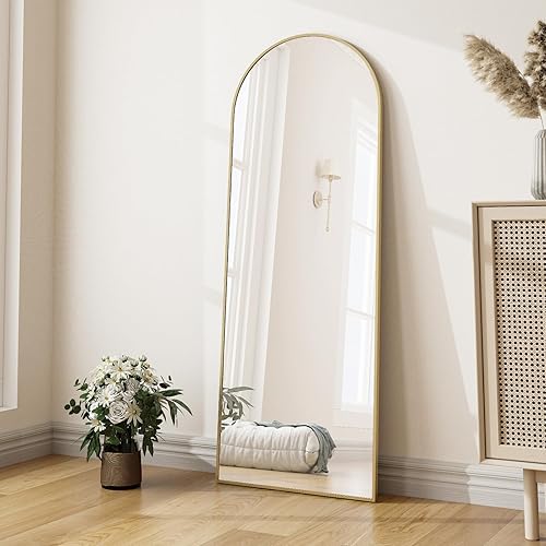 Miniatura 8 de Espejo arqueado de longitud completa de 58 x 18 pulgadas con marco de aleación de aluminio, espejos de piso para montar en la pared o espejo de