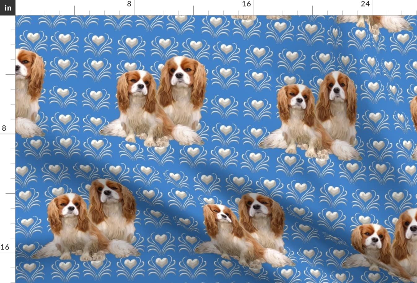 Spoonflower Fabric - Cavalier King Charles Spaniel Dogs Dog Breed Printed on Upholstery Velvet Fabric Fat Quarter - Upholstery Home Decor Bottomweight Apparel