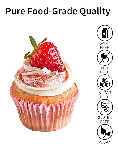 Miniatura 2 de Polvo Luster Dust comestible para bebidas, 4 colores: SIMEKKO Polvo de brillo comestible de grado alimenticio para pasteles, bebidas, fresas y