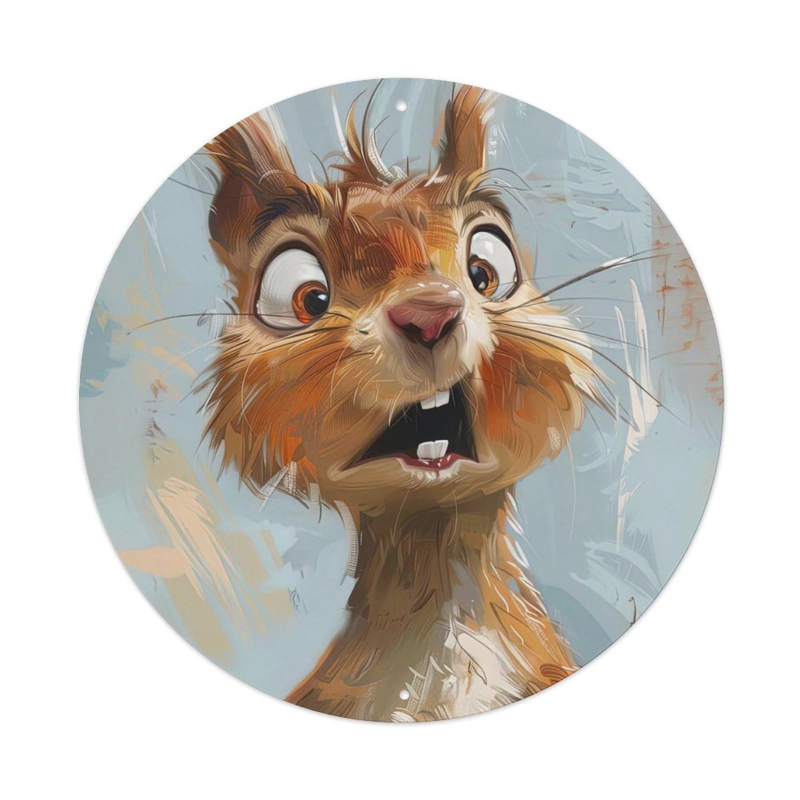 Animal Squirrel Vintage Metal Tin Sign Plaque Wall Decor for Cafe, Club, Garden Round Metal Poster 8x8Inch
