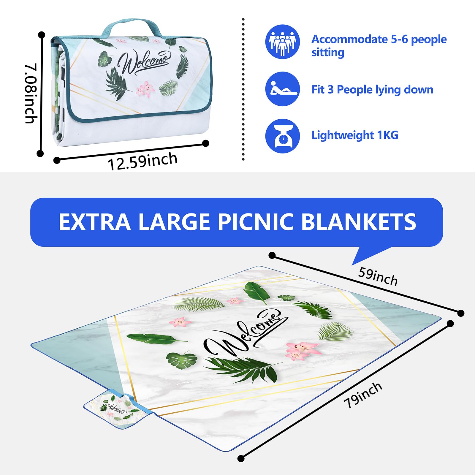 DanCoom Picnic Blanket, Foldable Waterproof Sand Mat - Image 6