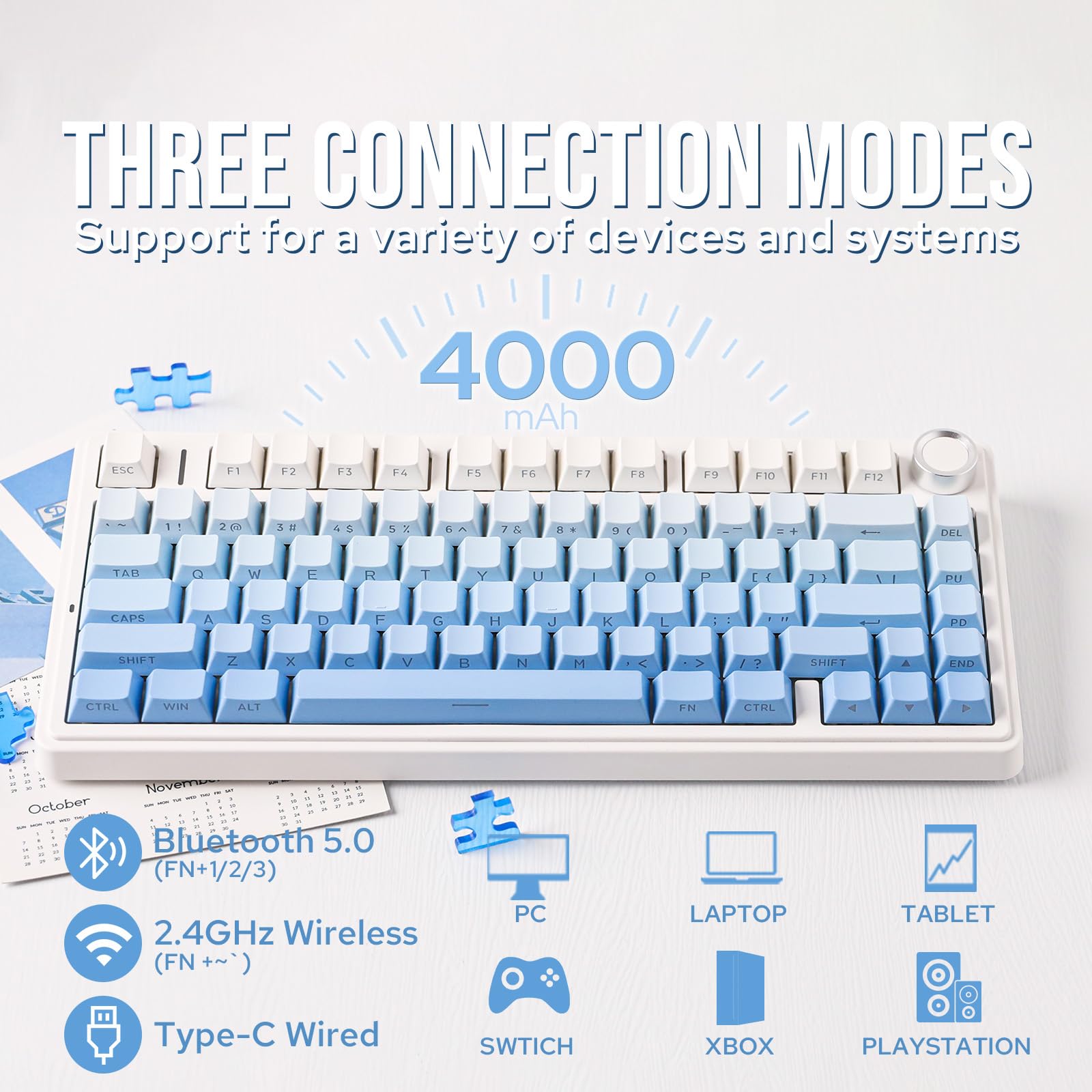 【希少品・極美品】AULA F75 Blue Gradient Amazon.com: AULA F75 Pro Wireless Mechanical Keyboard,75% Hot